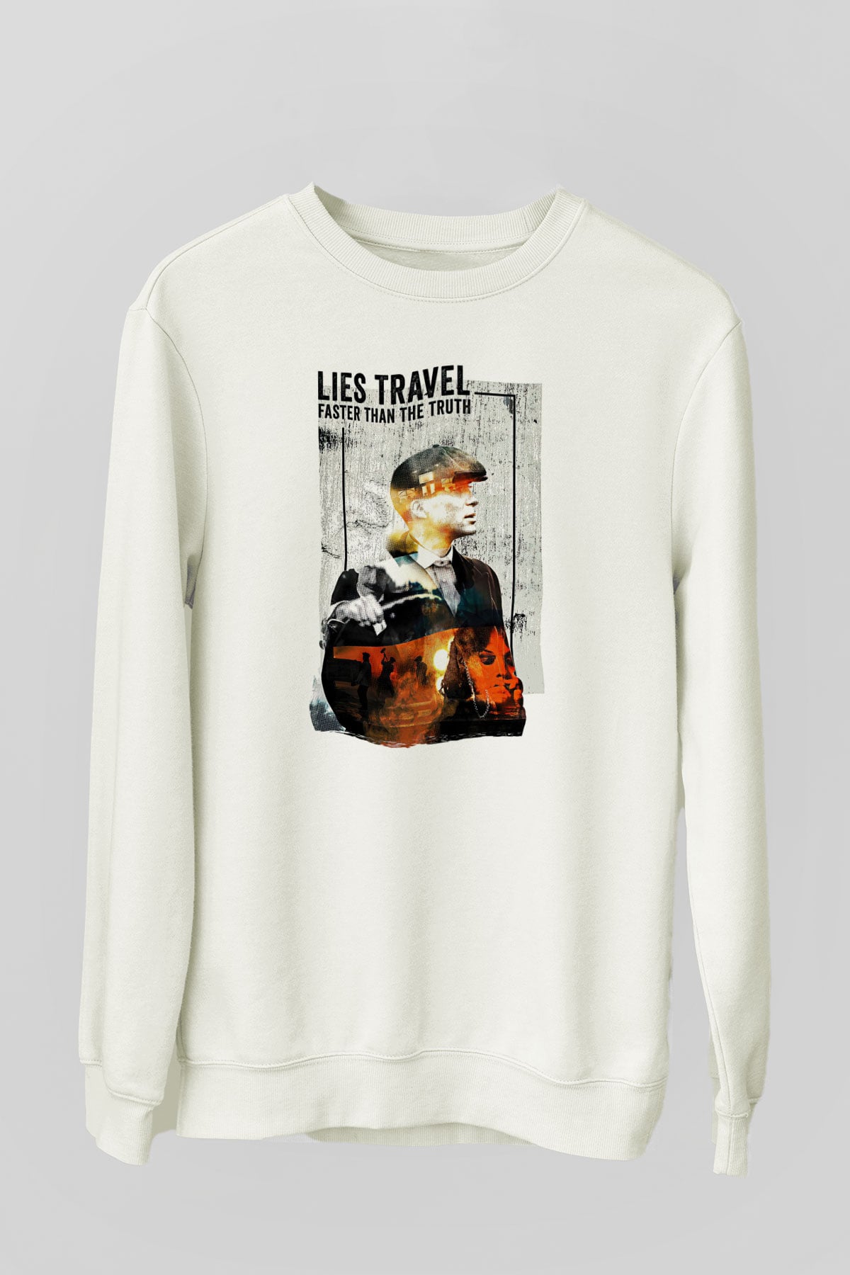 Peaky Blinders Baskılı Beyaz Unisex Sweatshirt
