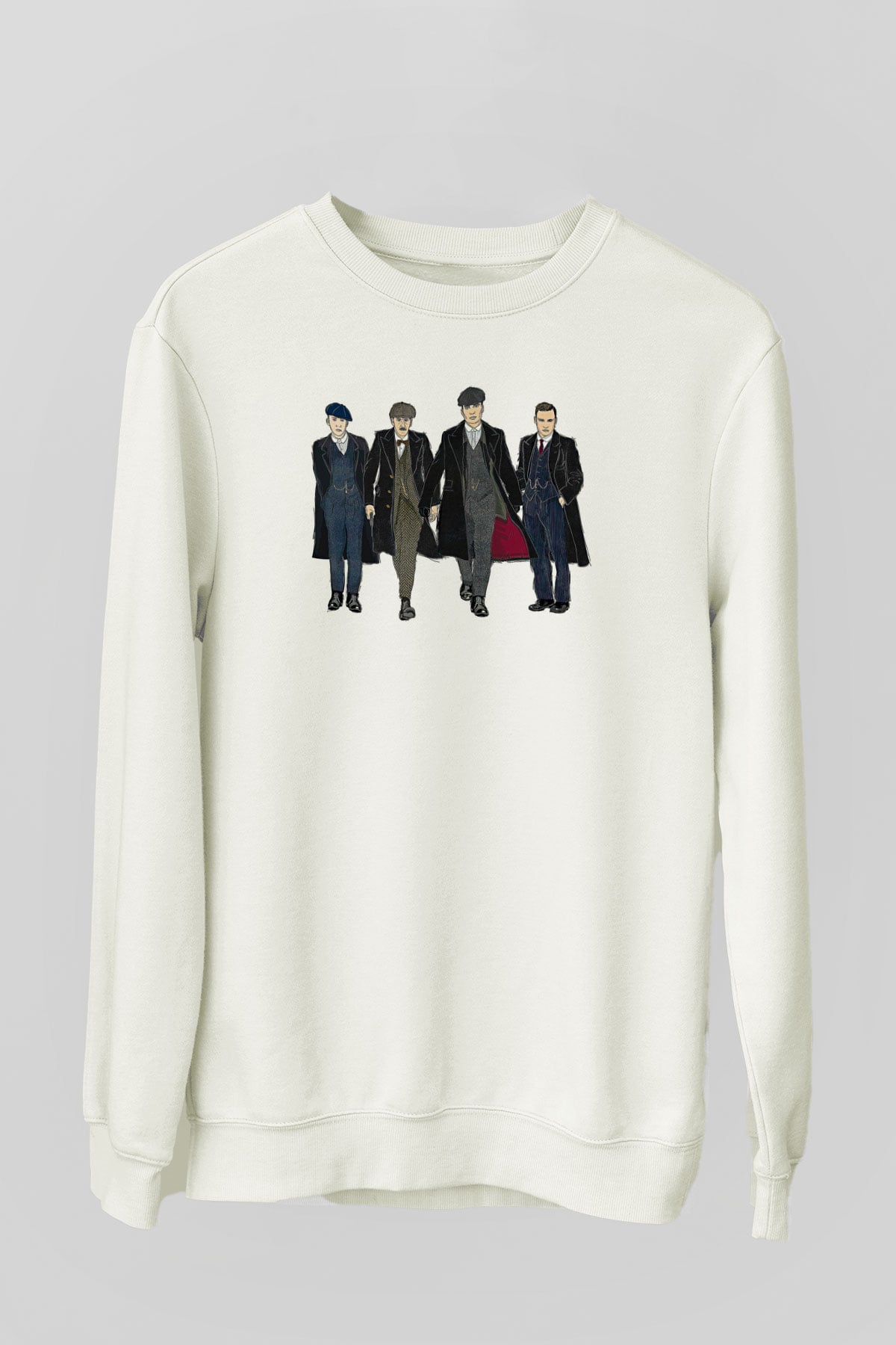 Peaky Blinders Baskılı Beyaz Unisex Sweatshirt