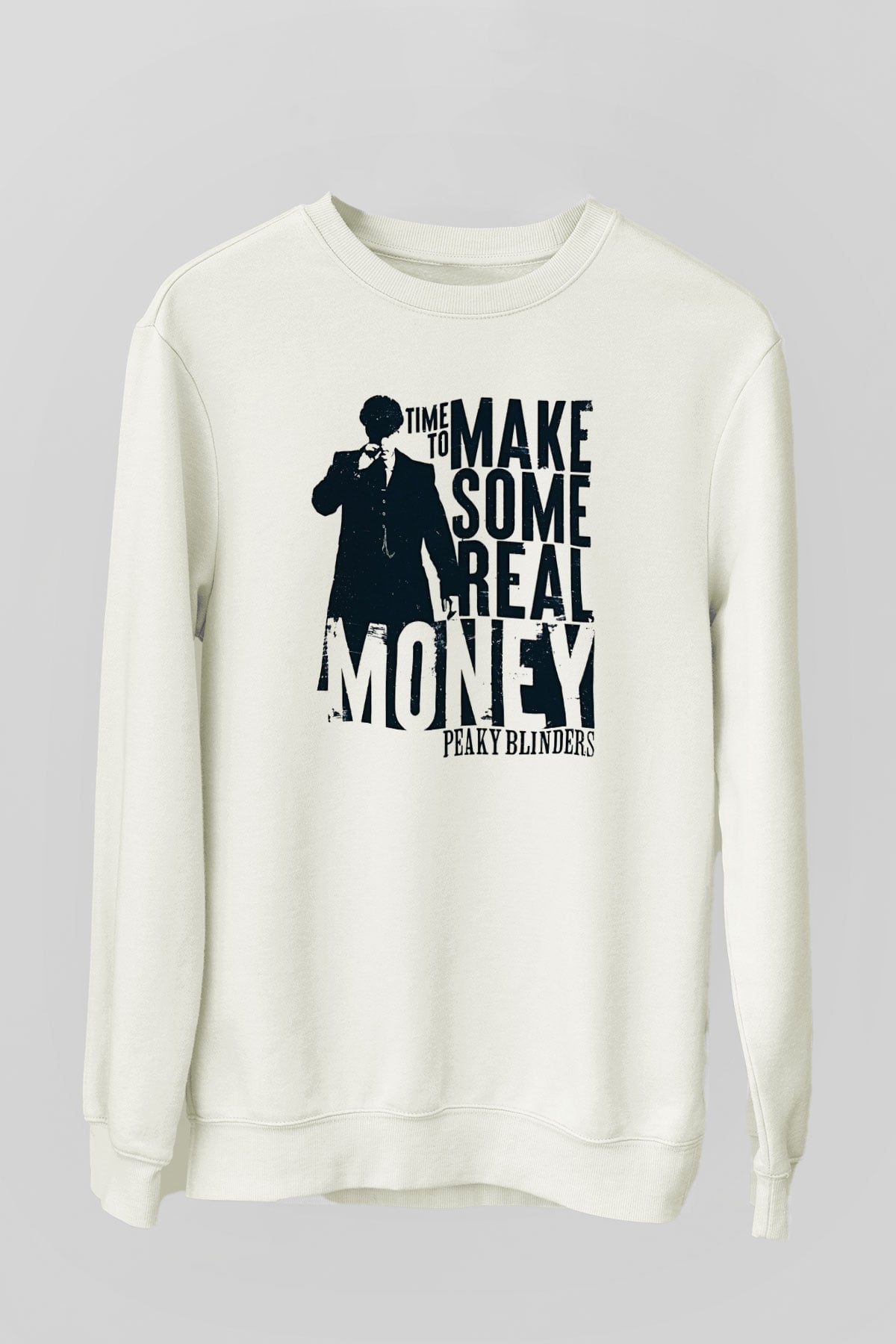 Peaky Blinders Baskılı Beyaz Unisex Sweatshirt