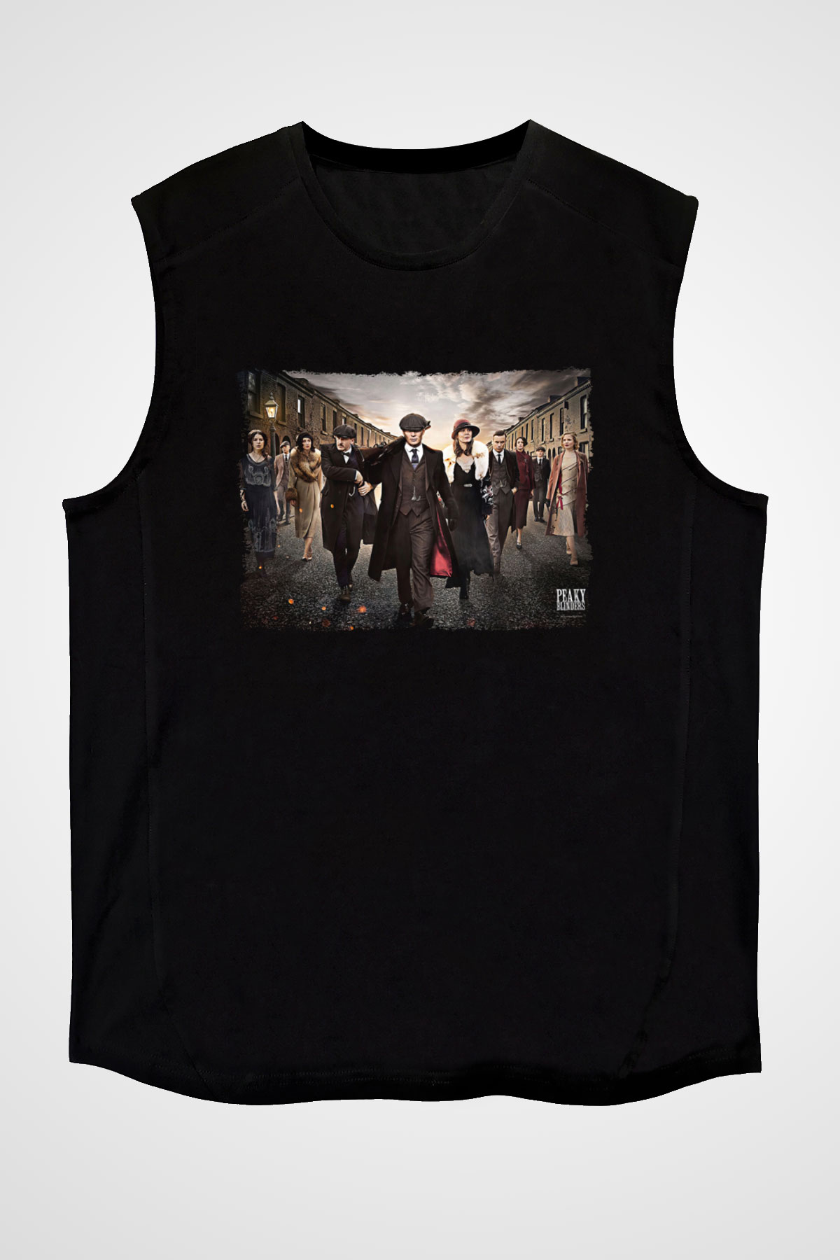 Peaky Blinders Baskılı Unisex Siyah Kolsuz Tişört - Tshirt