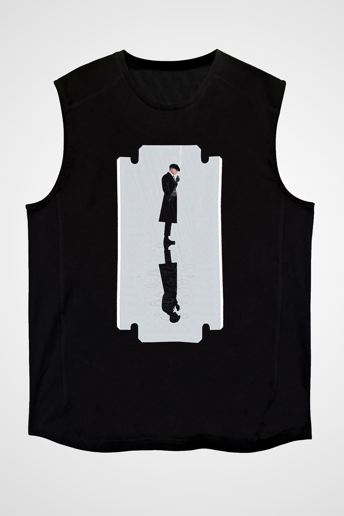 Peaky Blinders Baskılı Unisex Siyah Kolsuz Tişört - Tshirt