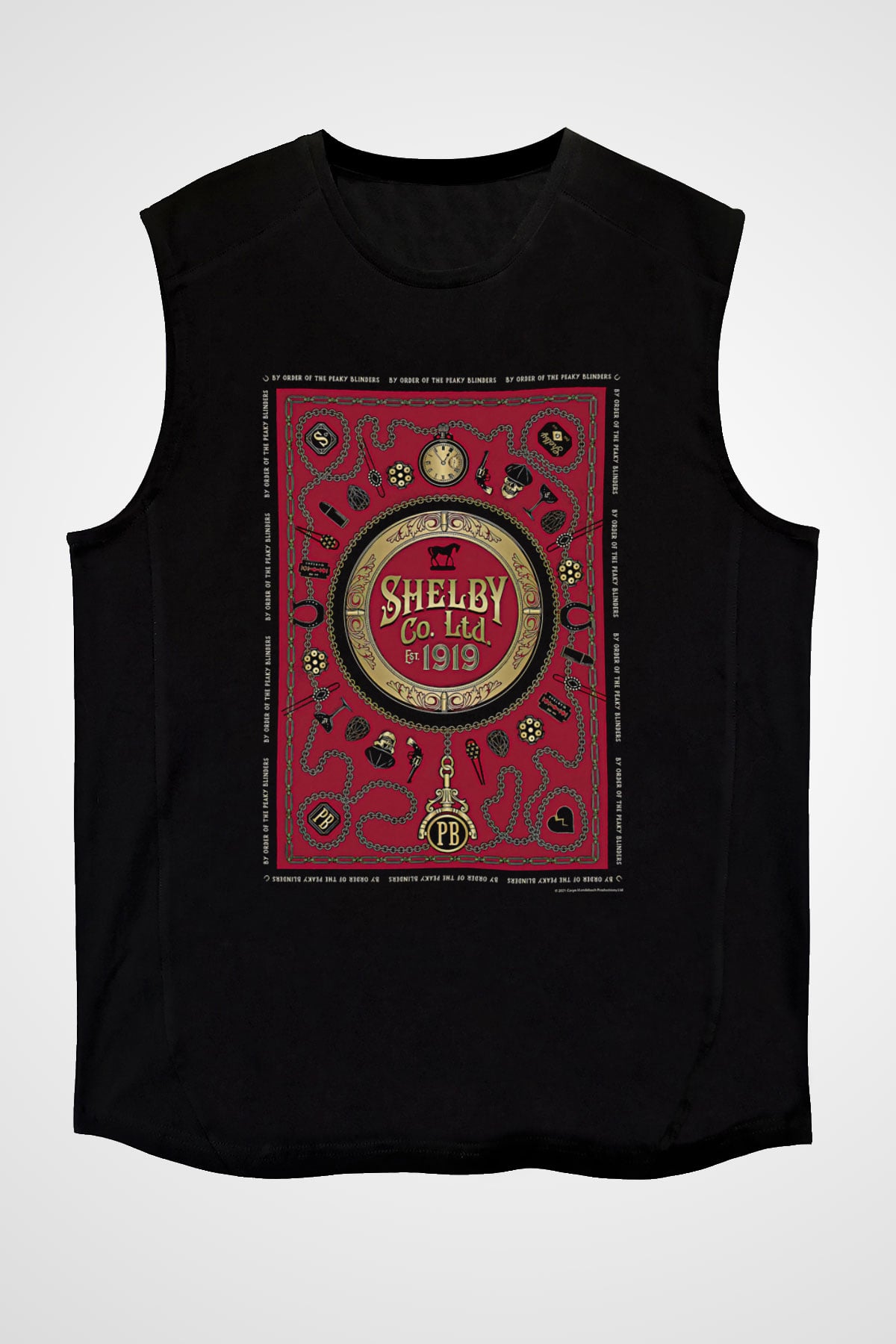 Peaky Blinders Baskılı Unisex Siyah Kolsuz Tişört - Tshirt