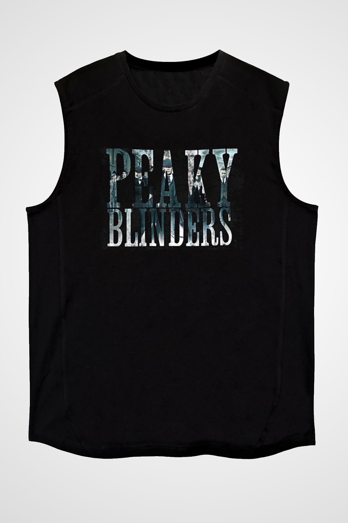 Peaky Blinders Baskılı Unisex Siyah Kolsuz Tişört - Tshirt