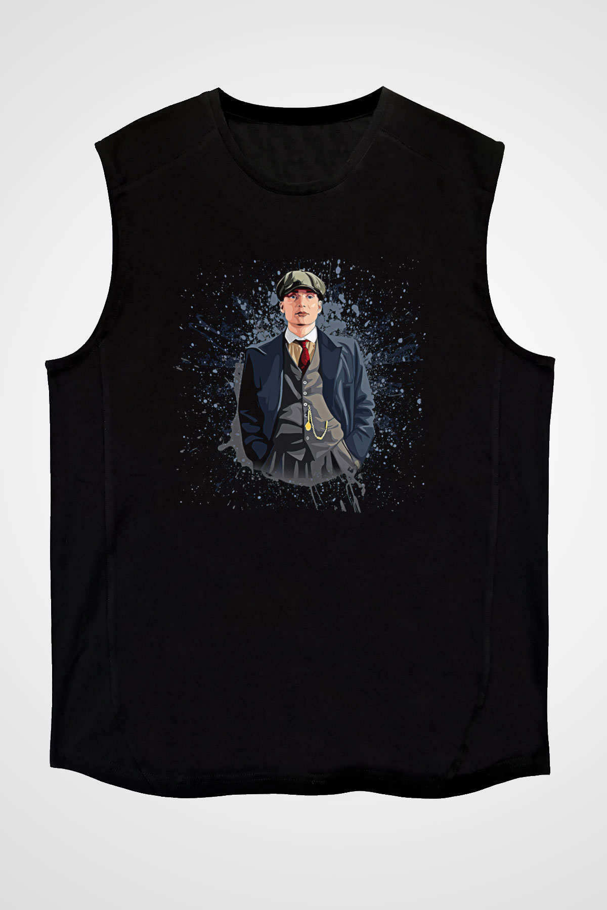 Peaky Blinders Baskılı Unisex Siyah Kolsuz Tişört - Tshirt