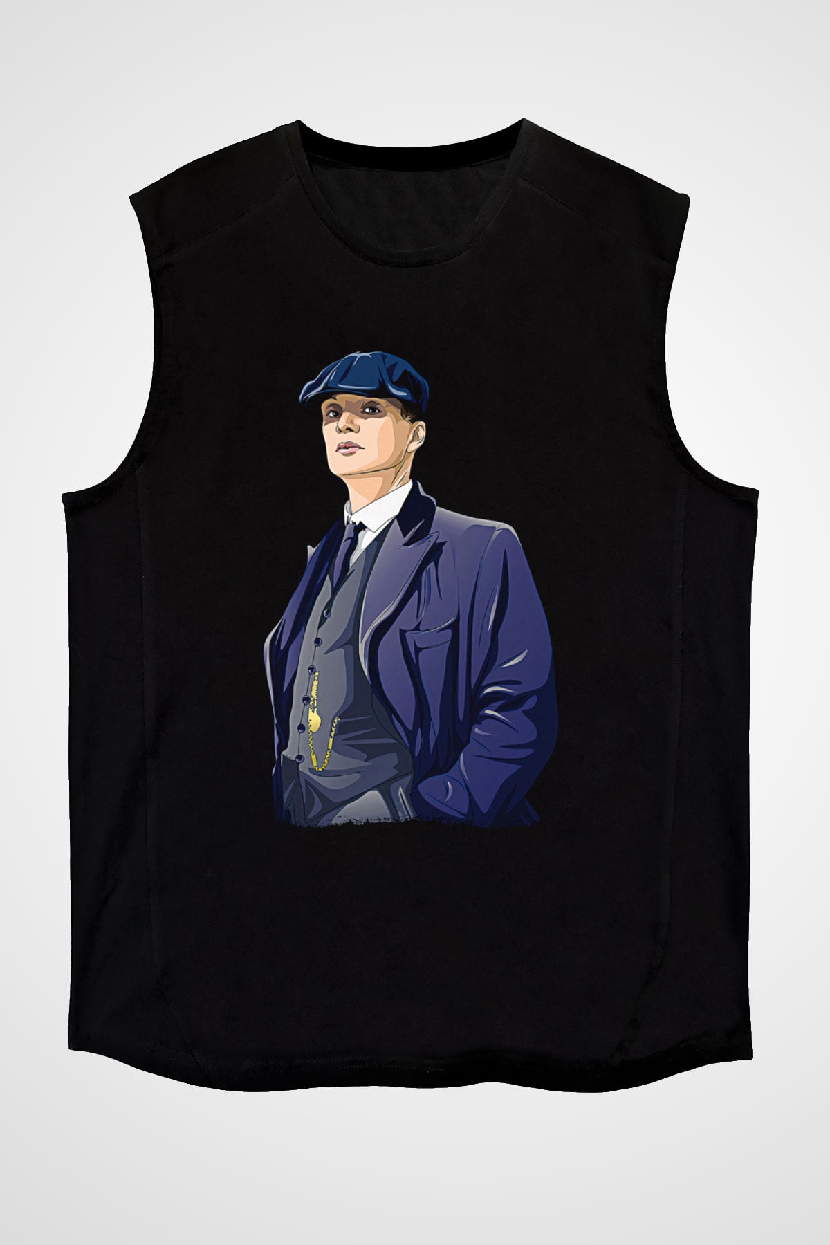 Peaky Blinders Baskılı Unisex Siyah Kolsuz Tişört - Tshirt