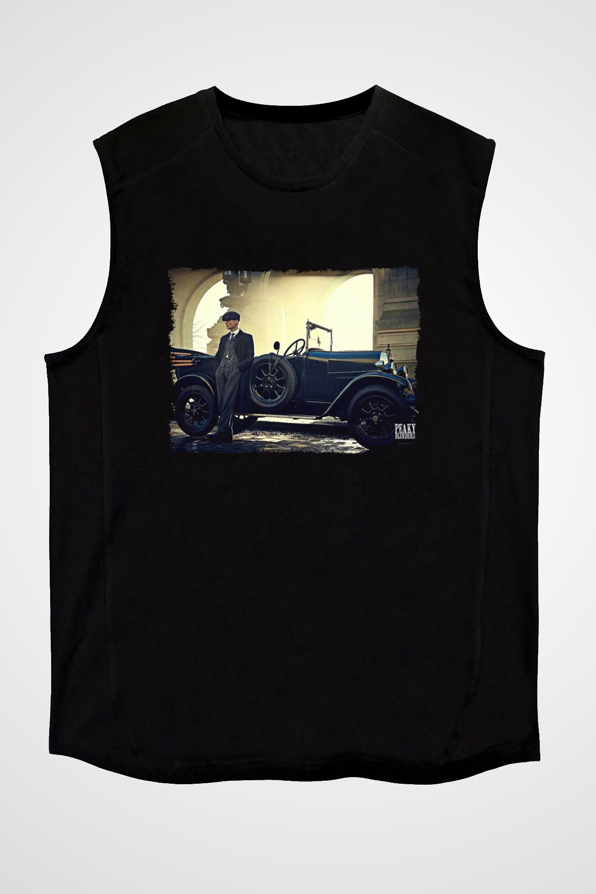 Peaky Blinders Baskılı Unisex Siyah Kolsuz Tişört - Tshirt