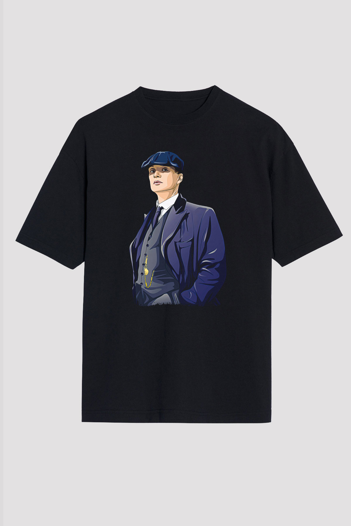 Peaky Blinders Baskılı Unisex Siyah Oversize Tişört - Tshirt