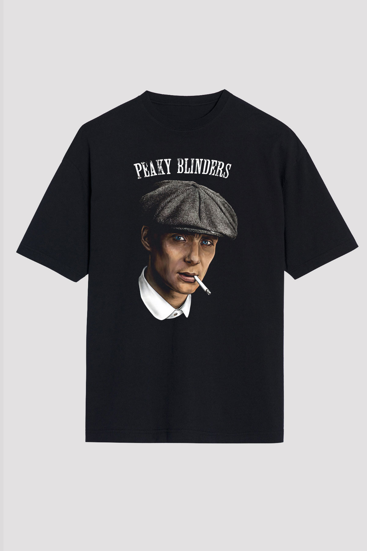 Peaky Blinders Baskılı Unisex Siyah Oversize Tişört - Tshirt