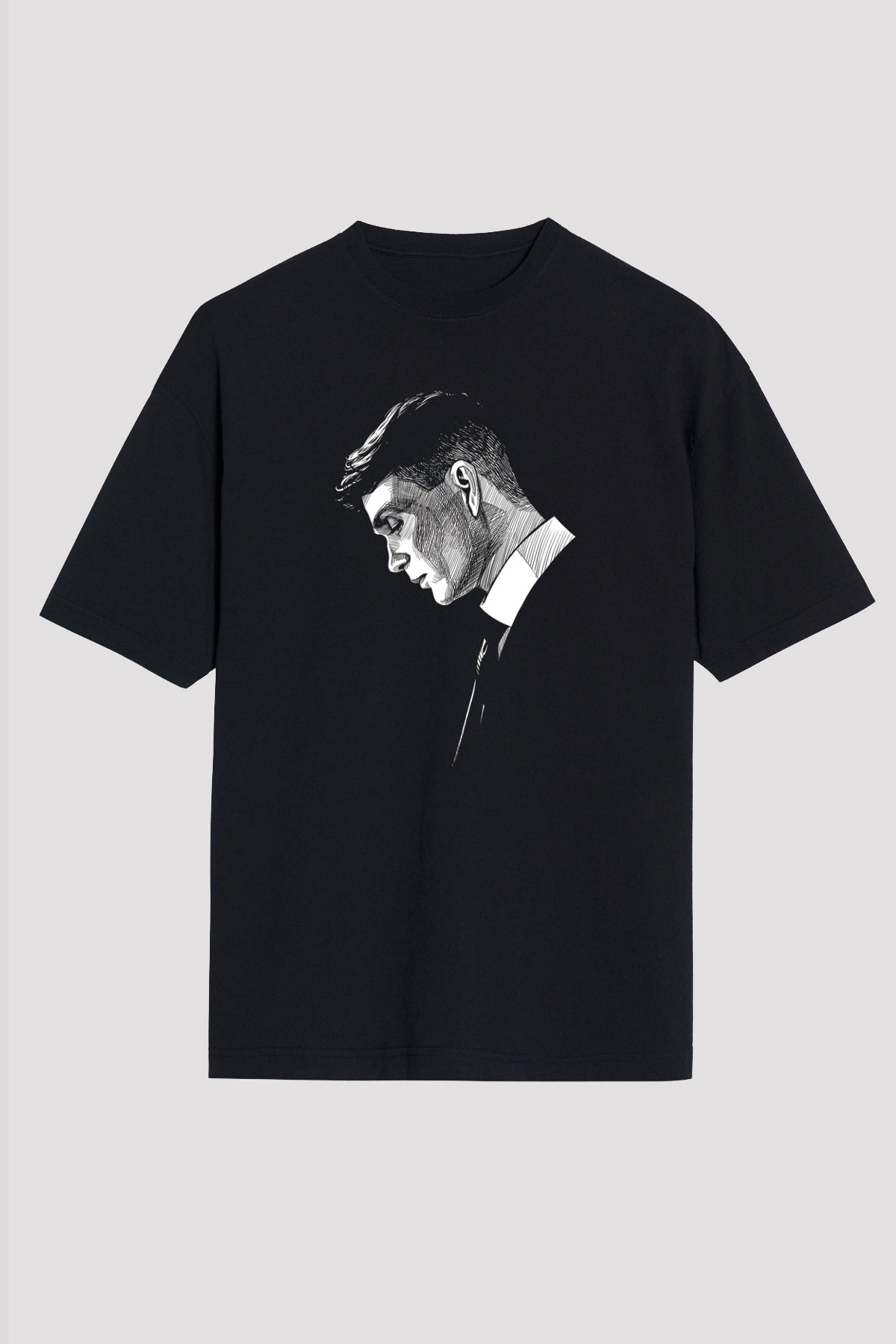 Peaky Blinders Baskılı Unisex Siyah Oversize Tişört - Tshirt