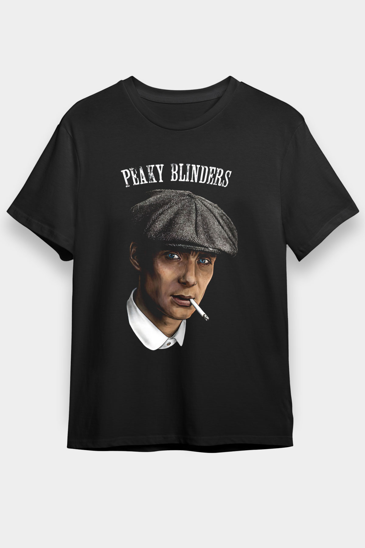 Peaky Blinders Baskılı Unisex Siyah Tişört - Tshirt