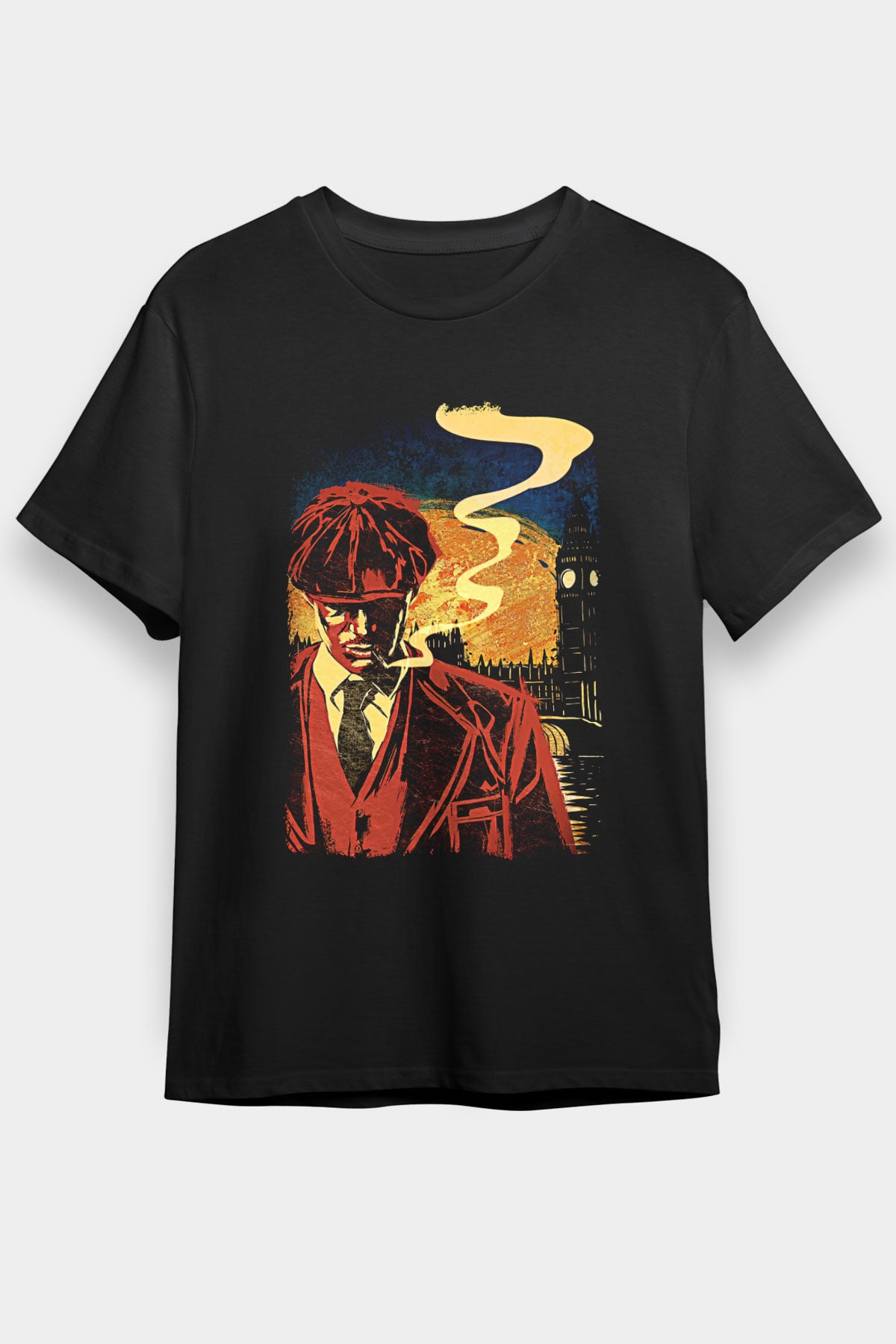 Peaky Blinders Baskılı Unisex Siyah Tişört - Tshirt