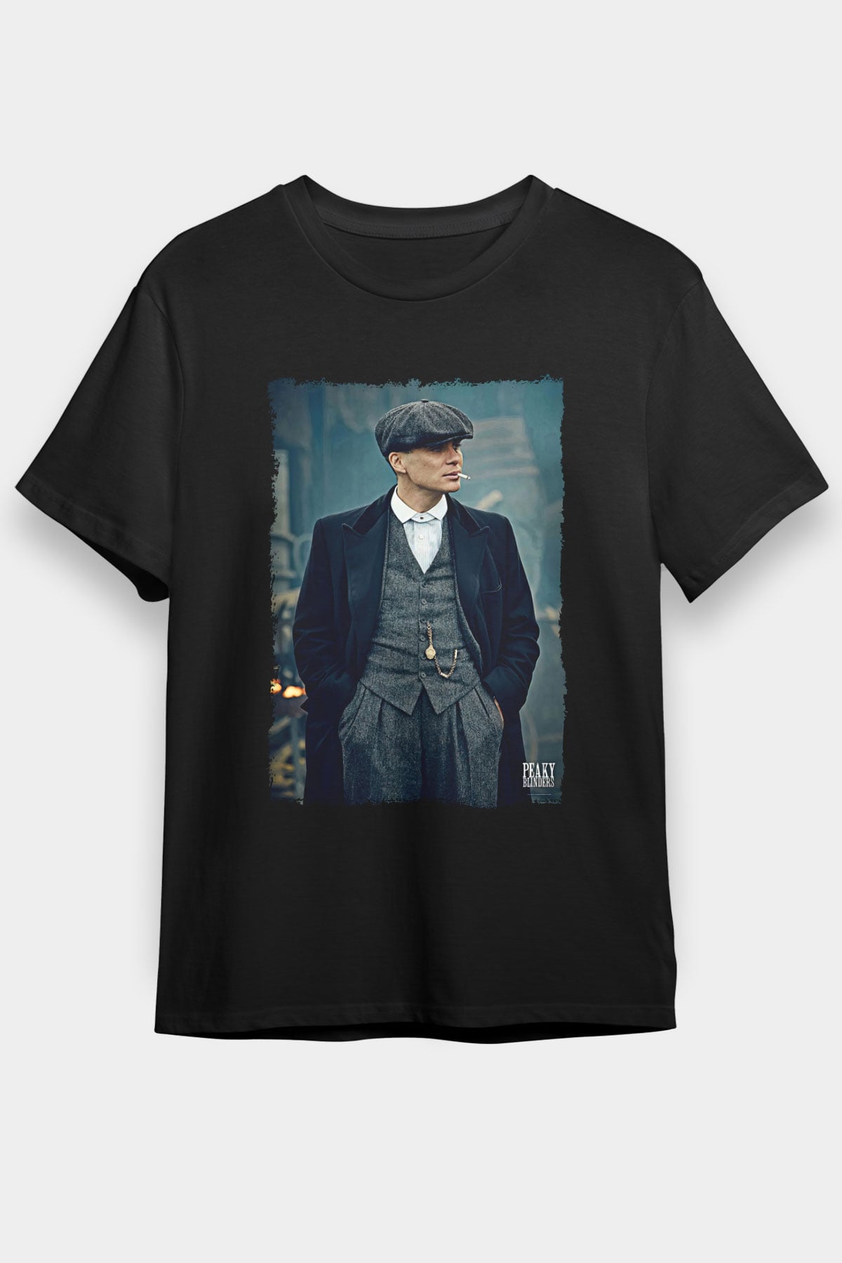Peaky Blinders Baskılı Unisex Siyah Tişört - Tshirt