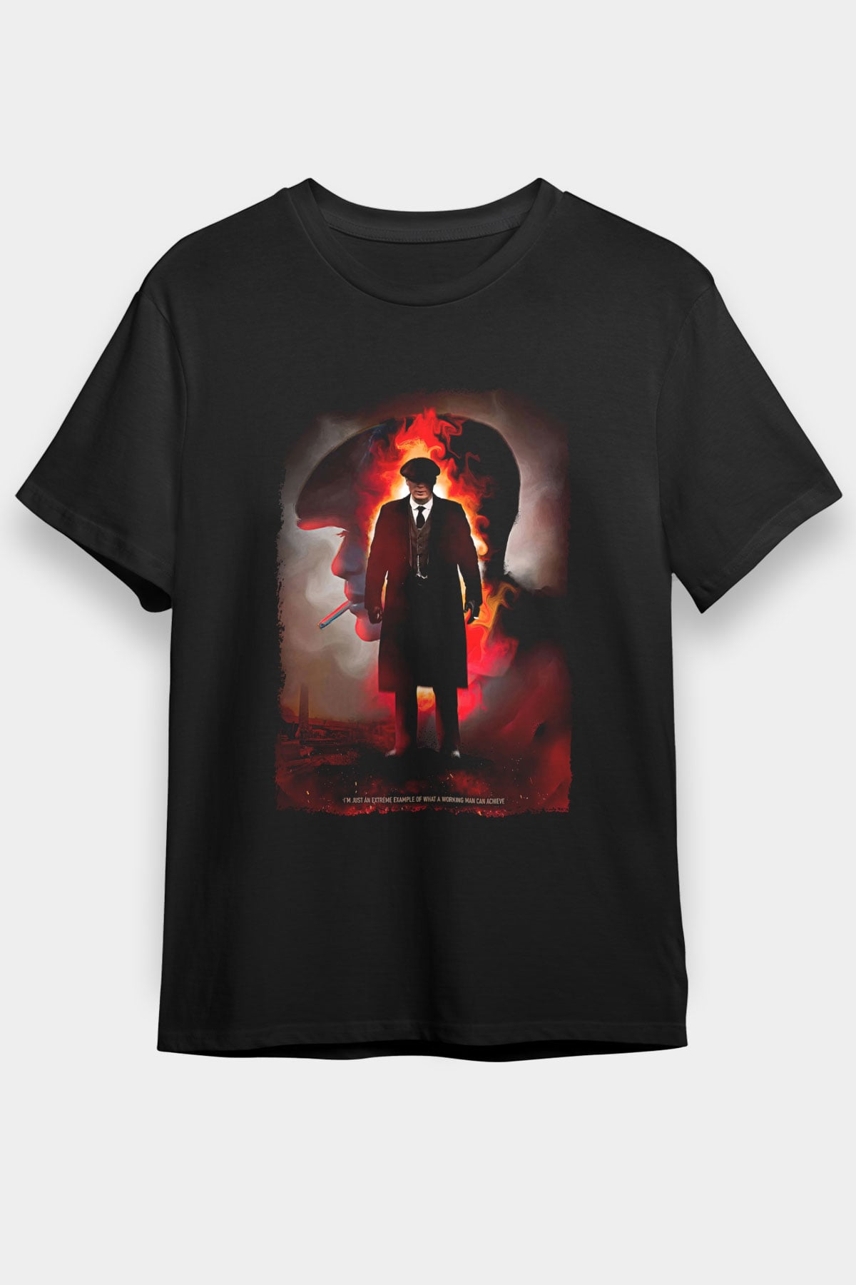 Peaky Blinders Baskılı Unisex Siyah Tişört - Tshirt