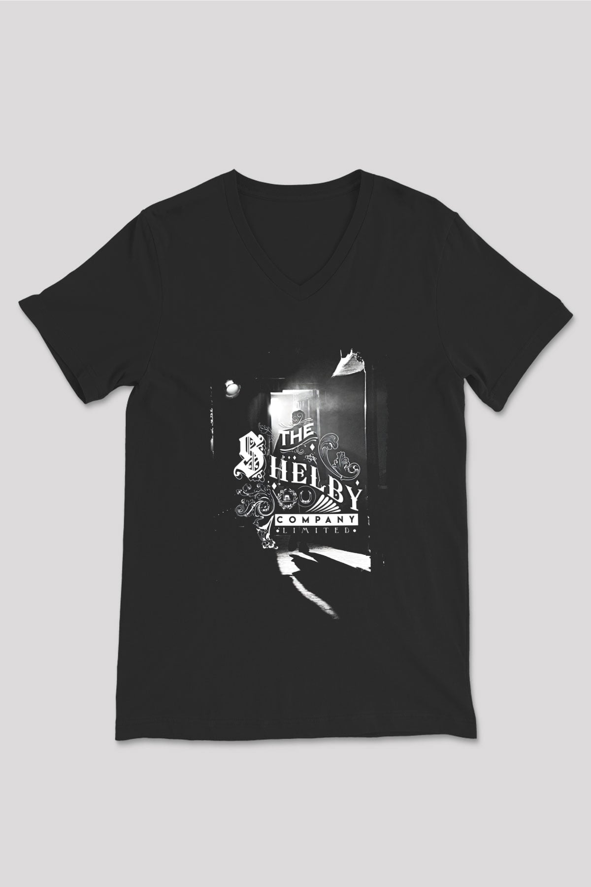 Peaky Blinders Baskılı Unisex Siyah V Yaka Tişört - Tshirt