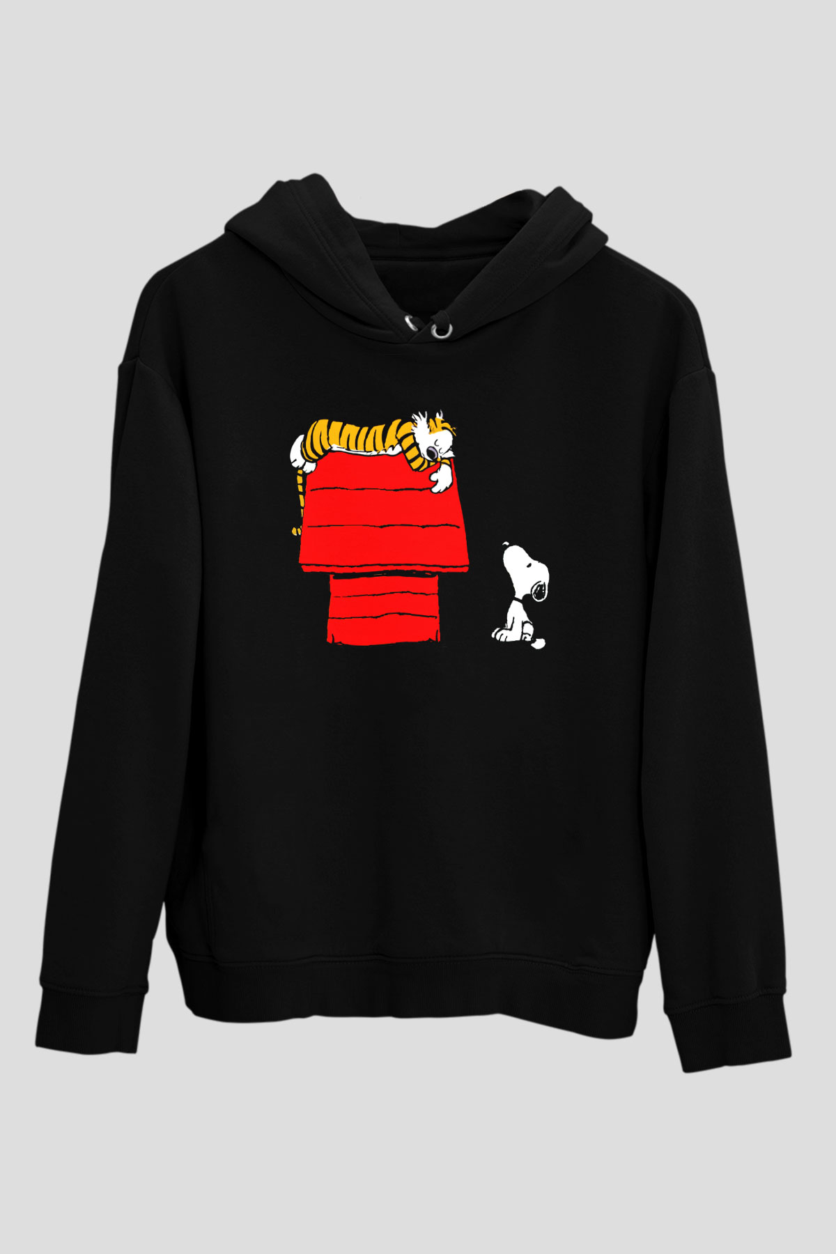 Peanuts Siyah Unisex Kapüşonlu Sweatshirt