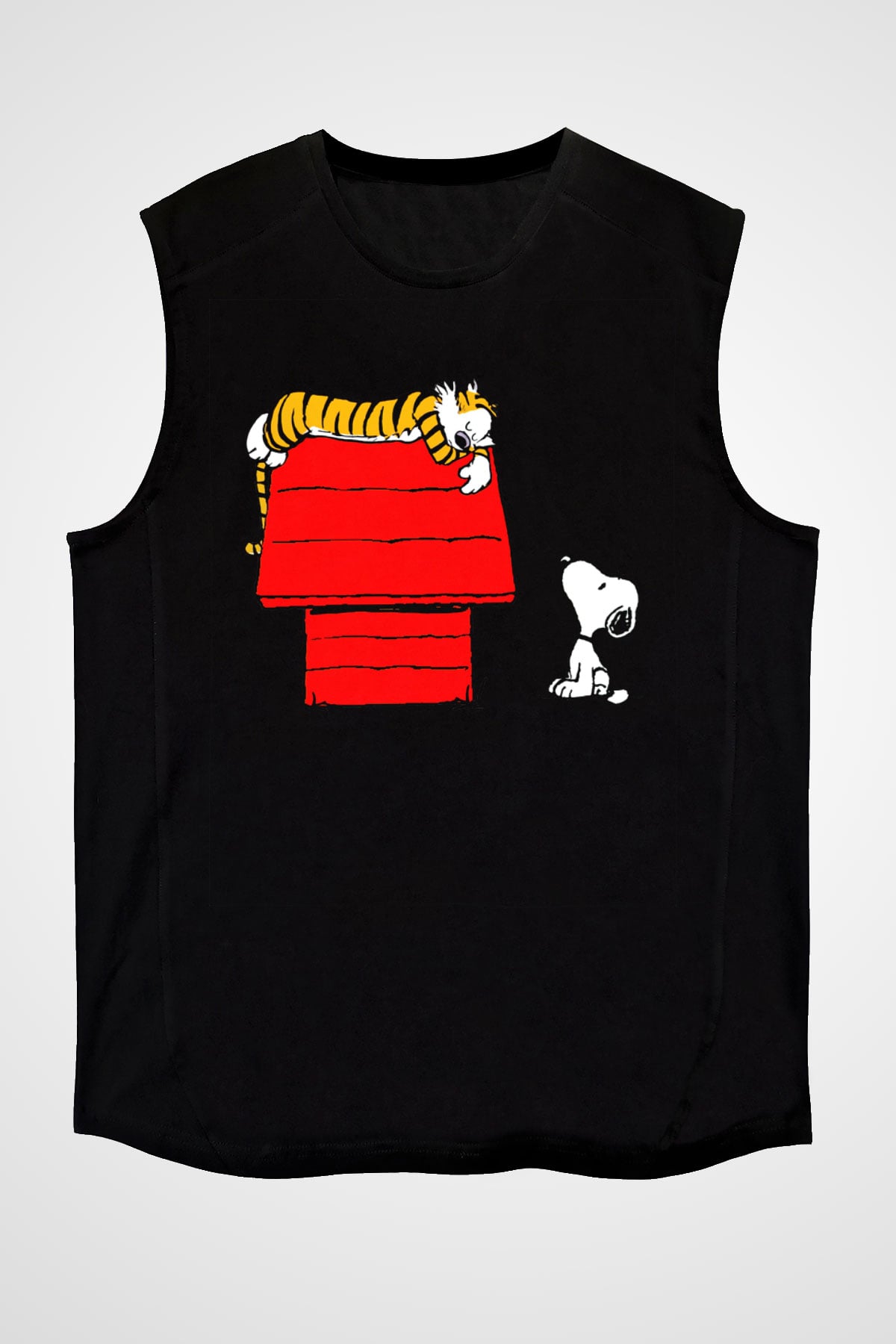 Peanuts Siyah Unisex Kolsuz Tişört