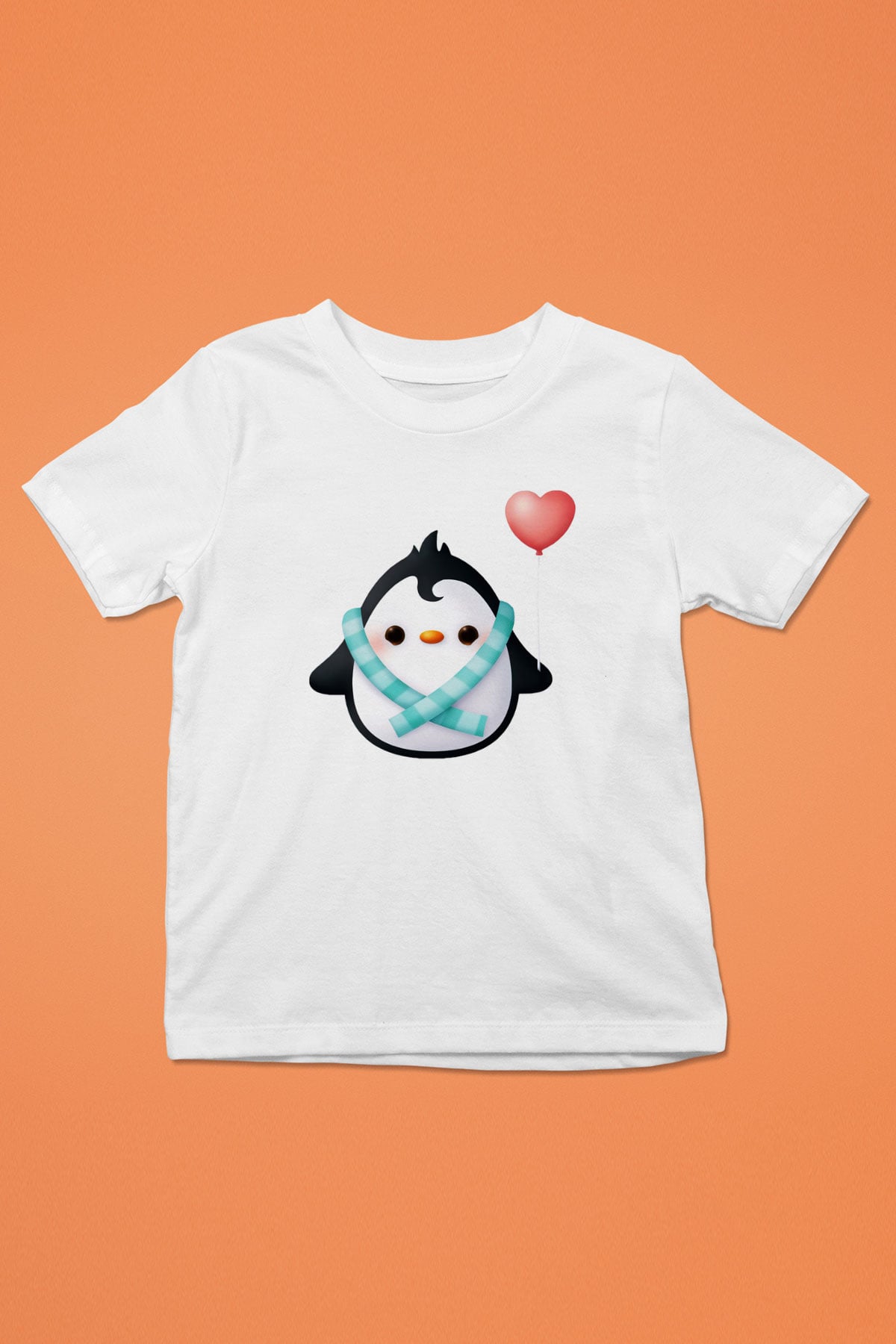 Penguen Baskılı Beyaz Unisex Çocuk Tişört