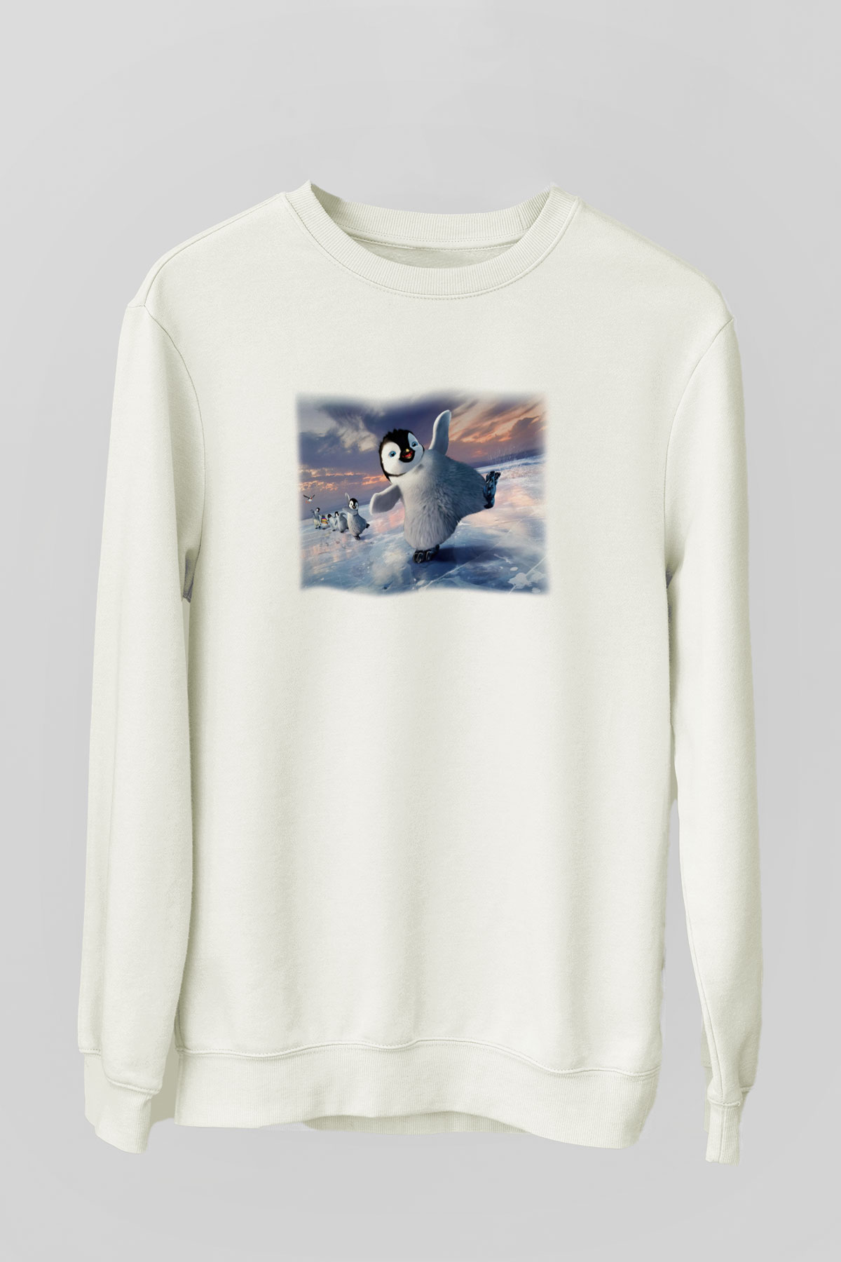 Penguen Beyaz Unisex Sweatshirt