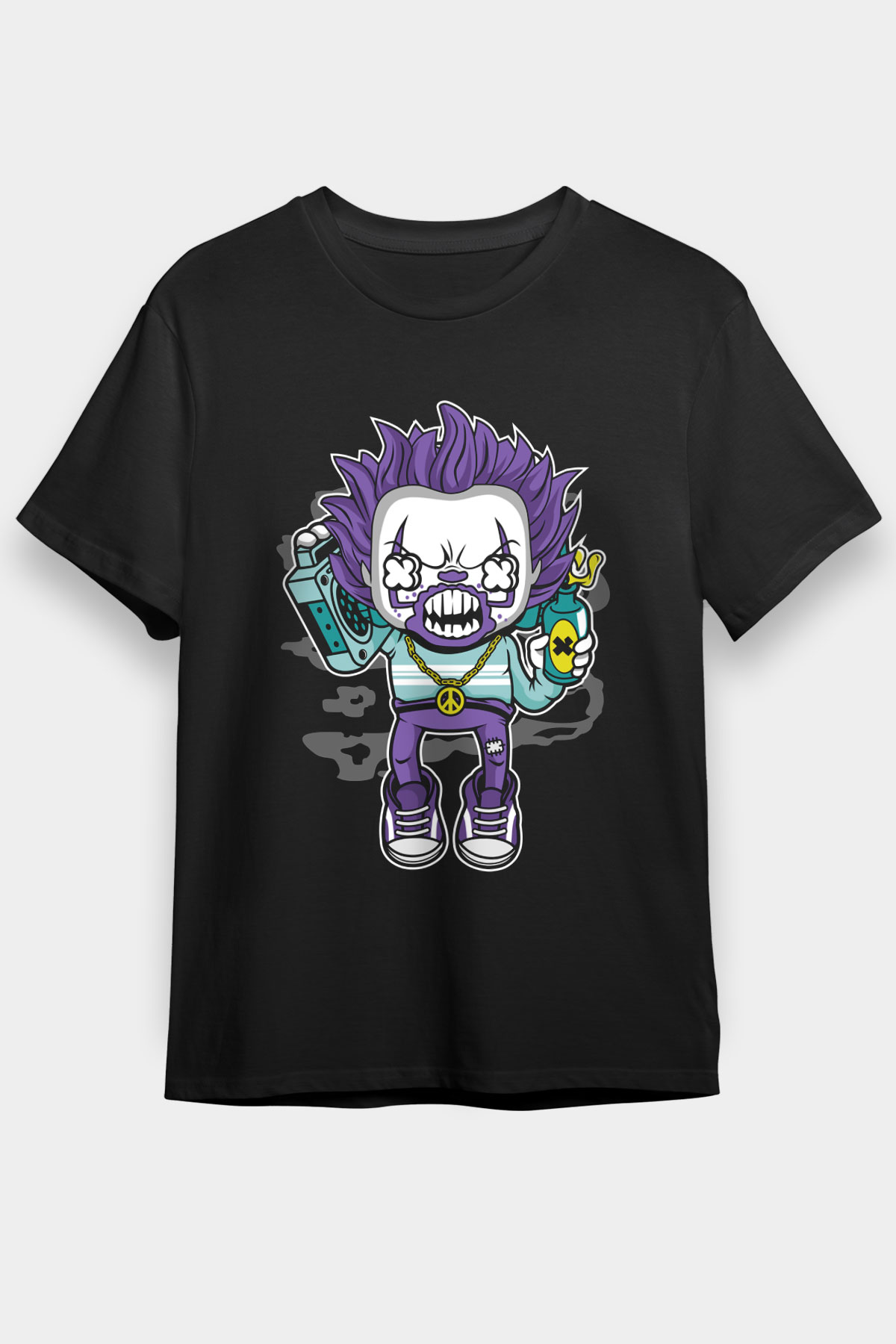 Pennywise Boombox Baskılı Siyah Unisex Tişört