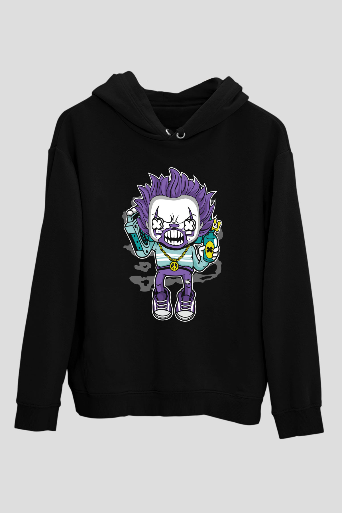 Pennywise Boombox Baskılı Siyah Unisex Hoodie