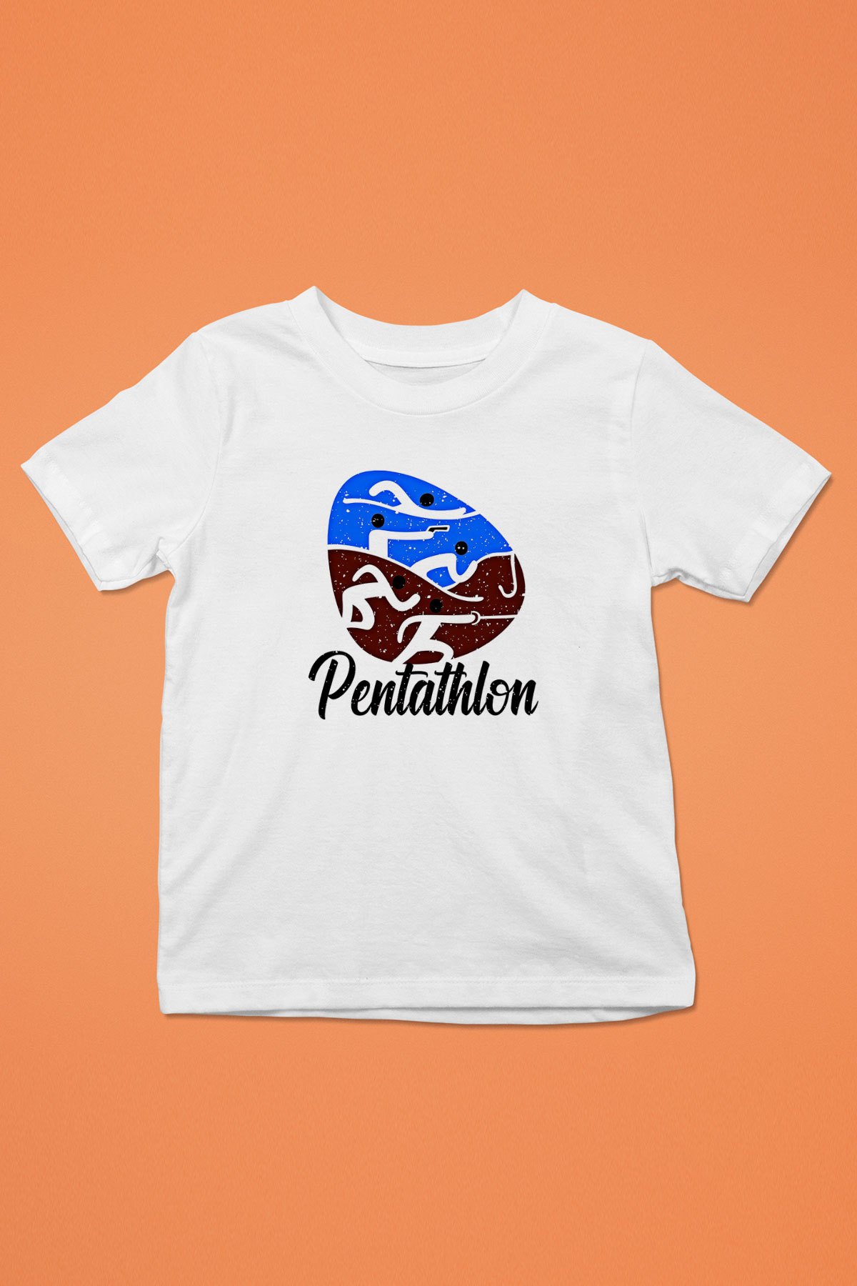 Pentathlon Baskılı Unisex Beyaz Çocuk Tişört - Tshirt