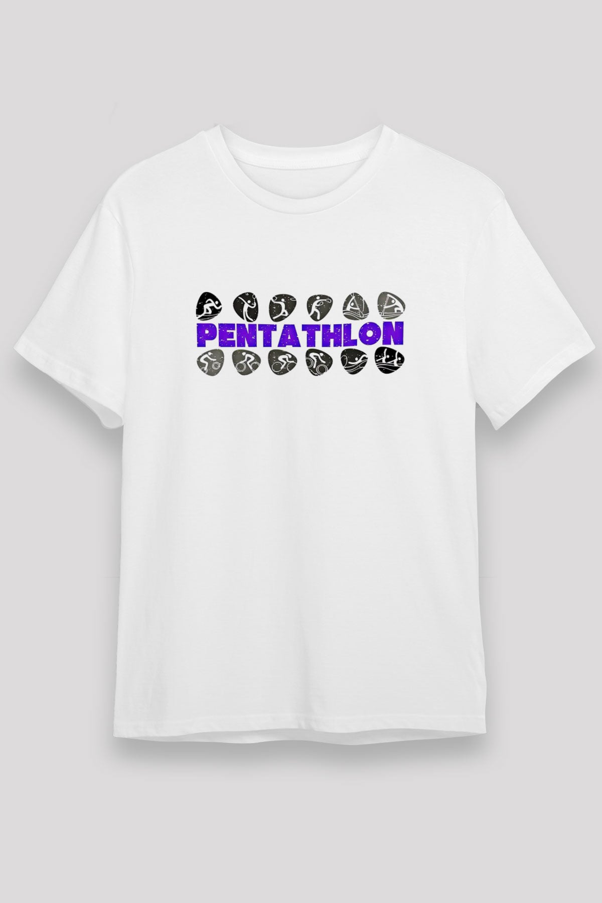 Pentathlon Baskılı Unisex Beyaz Tişört - Tshirt