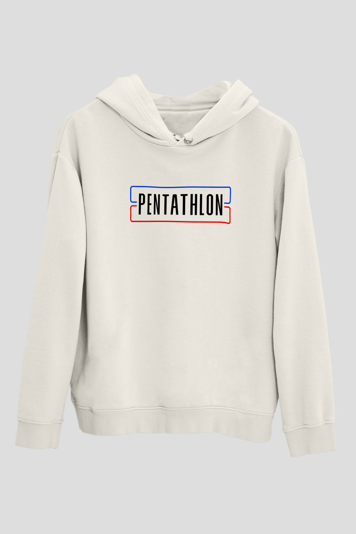 Pentathlon Baskılı Unisex Ekru Hoodie