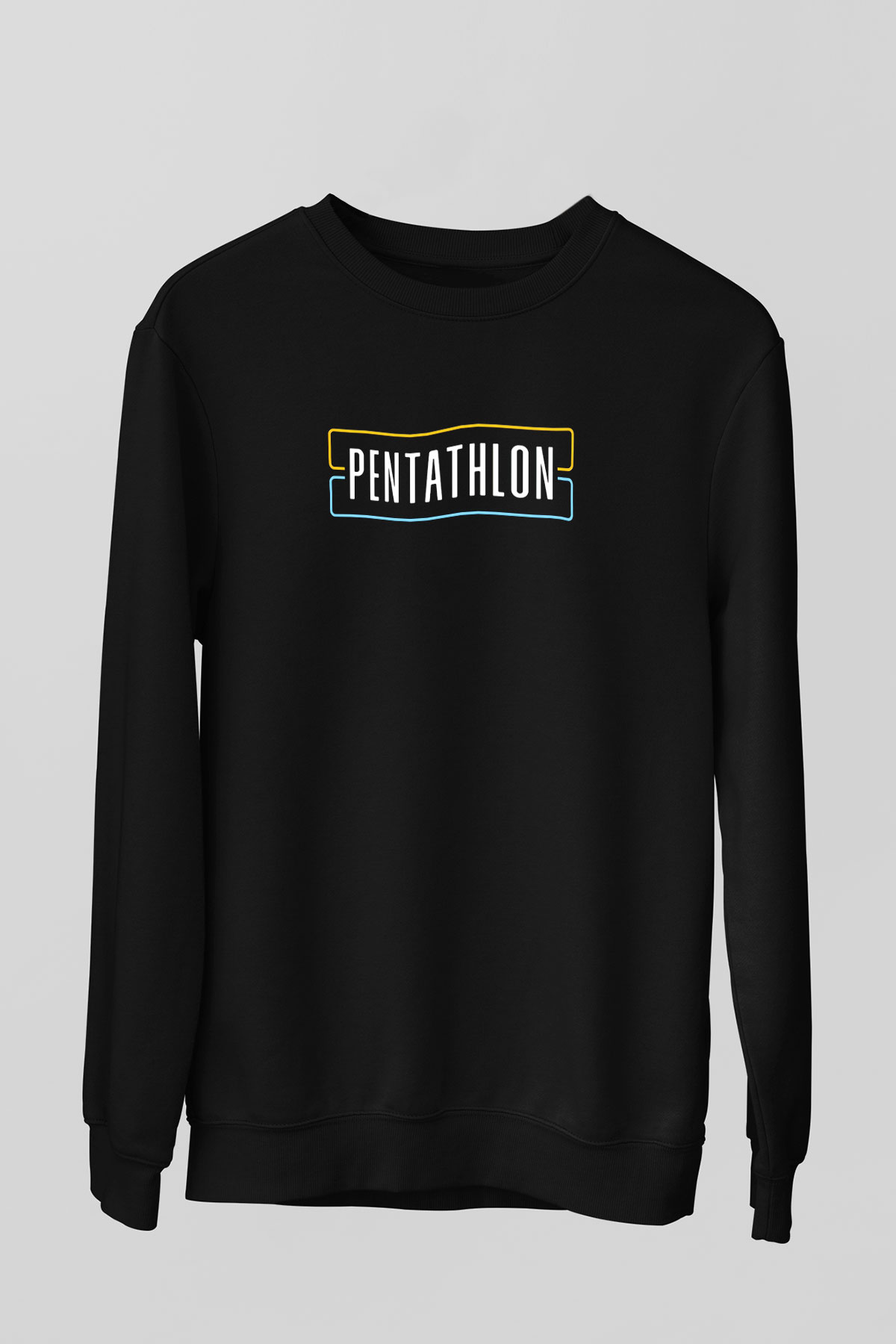 Pentathlon Baskılı Unisex Siyah Sweatshirt