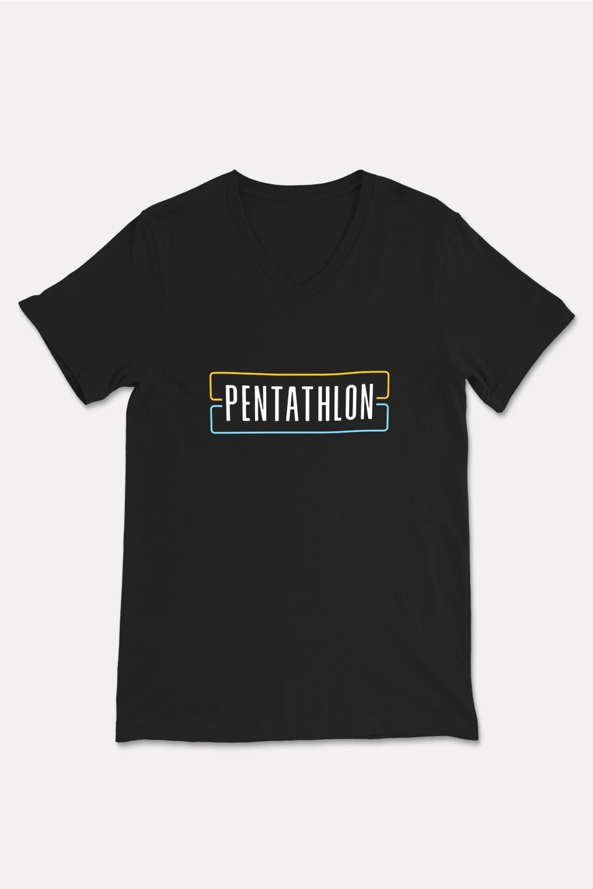 Pentathlon Baskılı Unisex Siyah V Yaka Tişört