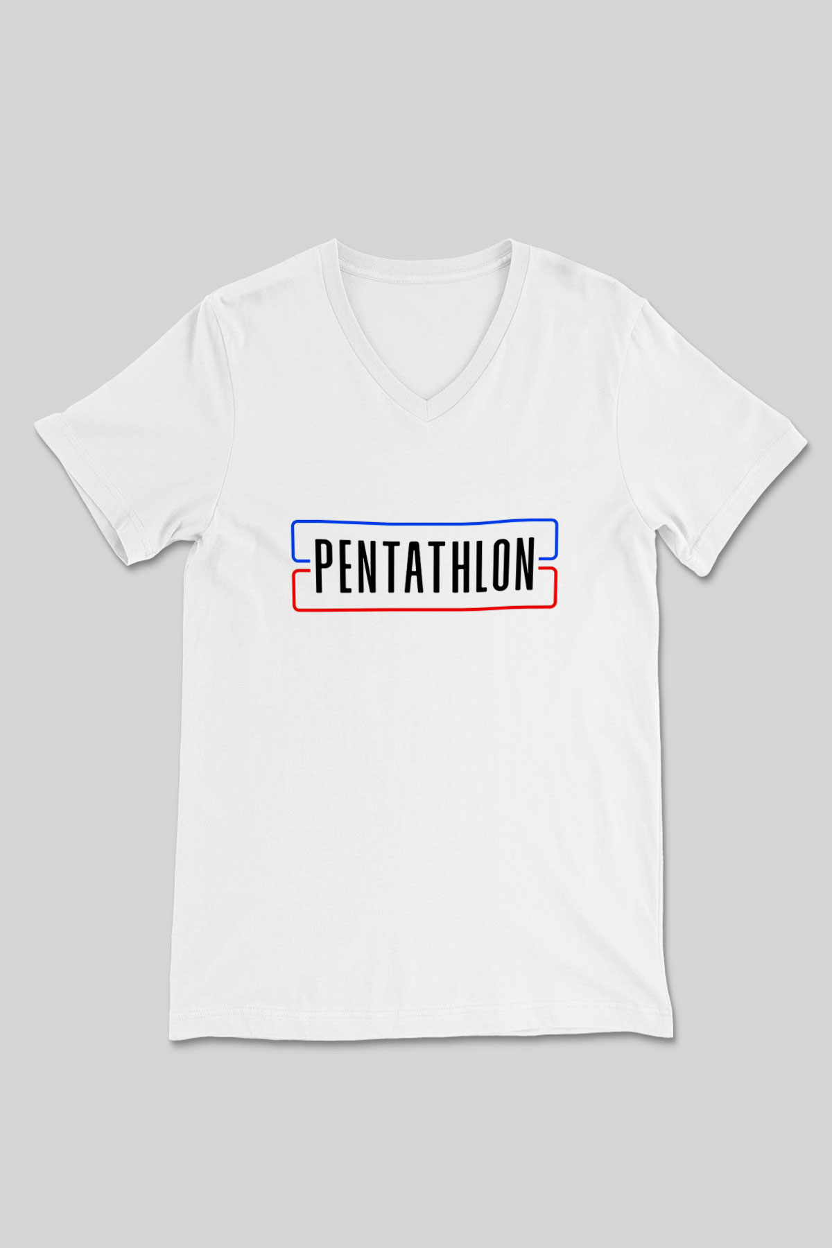 Pentathlon Baskılı Unisex V Yaka Tişört - Tshirt