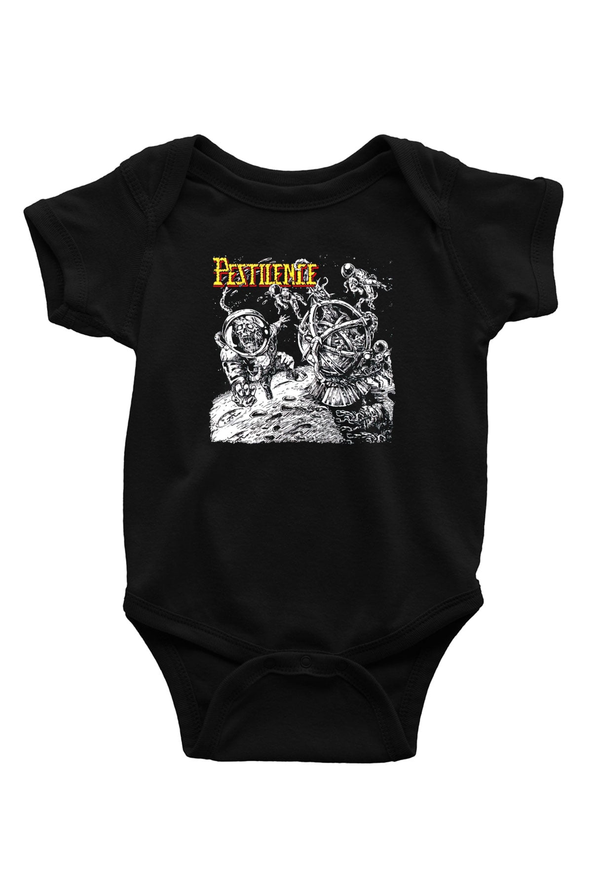 Pestilence Baskılı Unisex Siyah Bebek Body - Zıbın