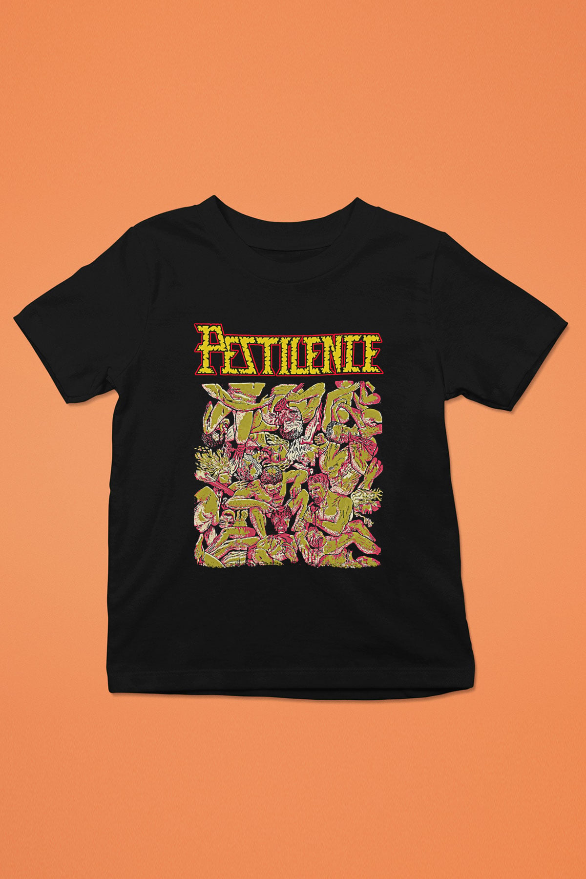 Pestilence Baskılı Unisex Siyah Çocuk Tişört - Tshirt