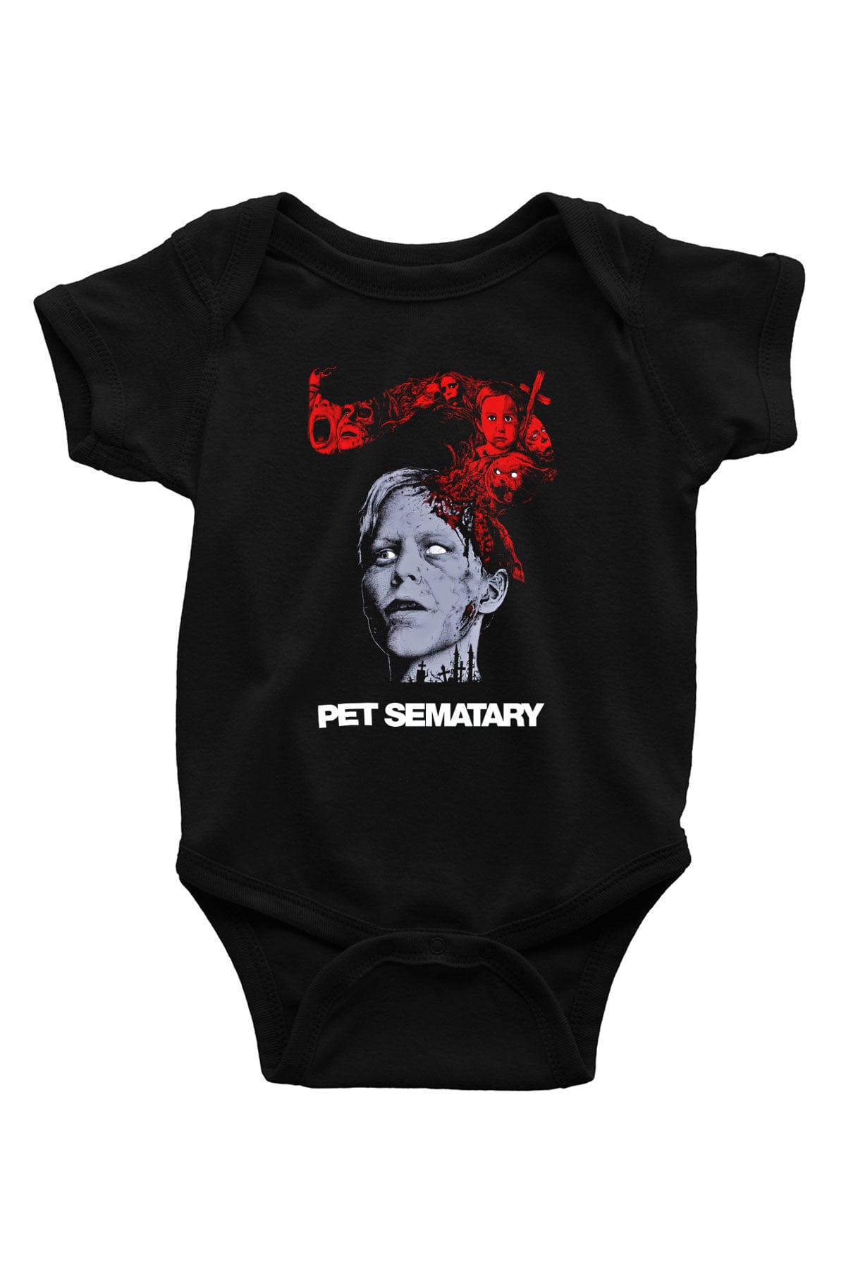 Pet Sematary Baskılı Siyah Bebek Body - Zıbın