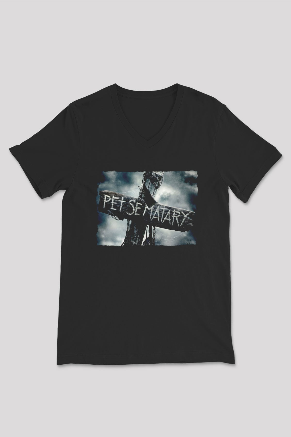 Pet Sematary Siyah Unisex  V Yaka Tişört