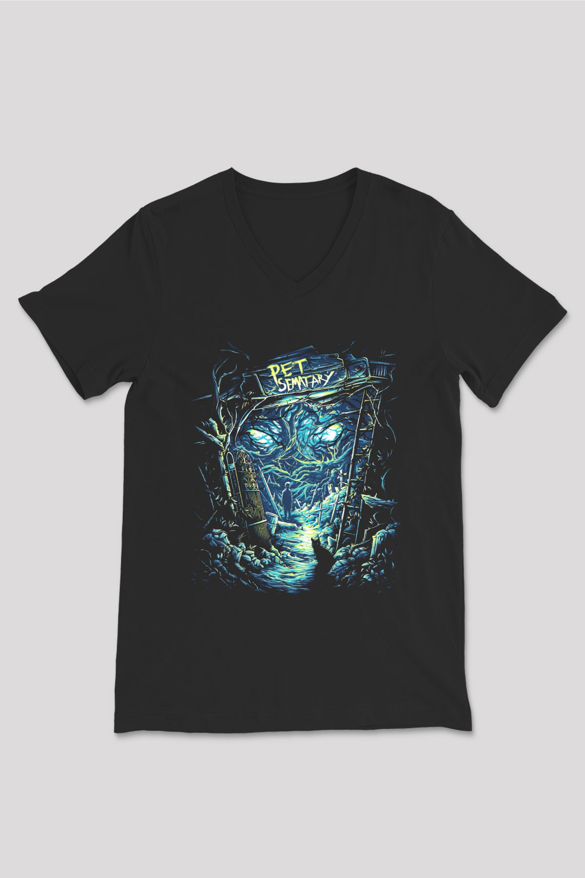 Pet Sematary Siyah Unisex V Yaka Tişört