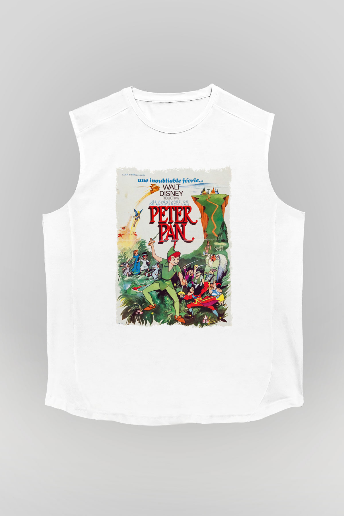 Peter Pan Beyaz Unisex Kolsuz Tişört