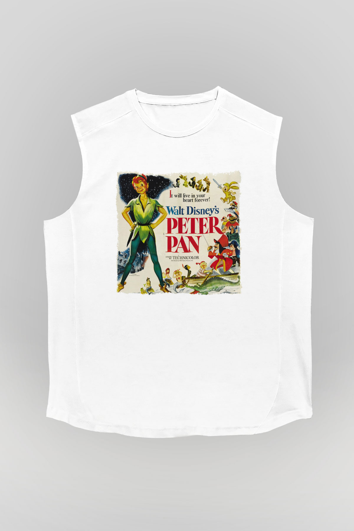 Peter Pan Beyaz Unisex Kolsuz Tişört