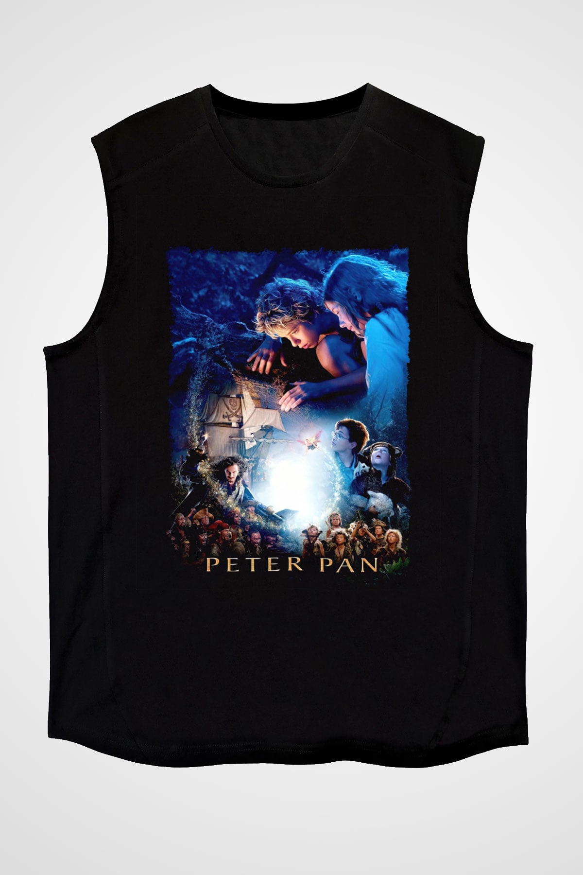 Peter Pan Siyah Unisex Kolsuz Tişört
