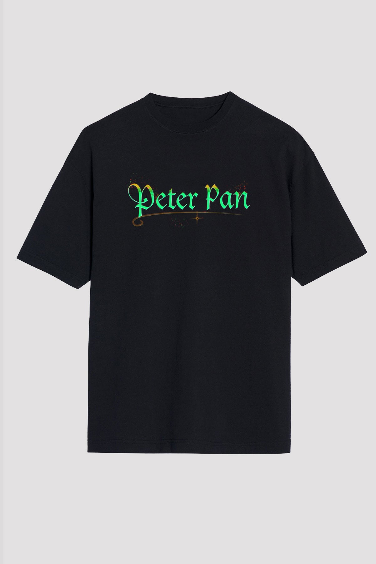 Peter Pan Siyah Unisex Oversize Tişört T-Shirt
