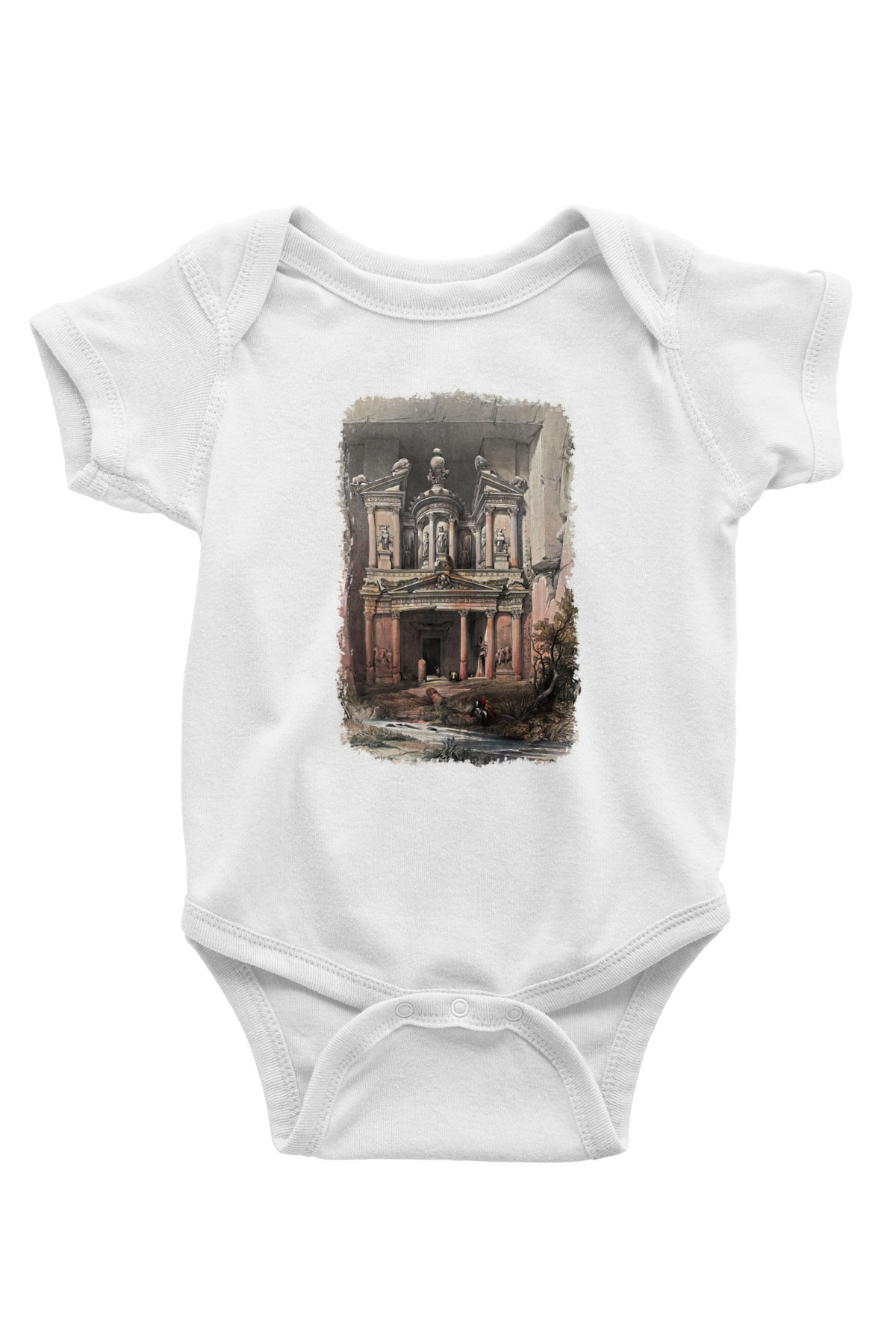 Petra Baskılı Beyaz Unisex Bebek Body - Zıbın
