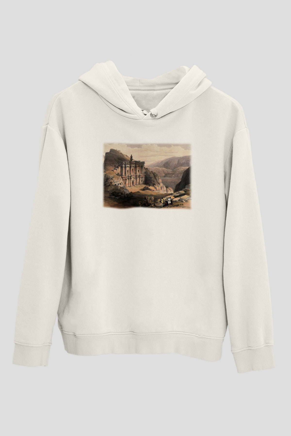 Petra Beyaz Unisex Kapşonlu Sweatshirt