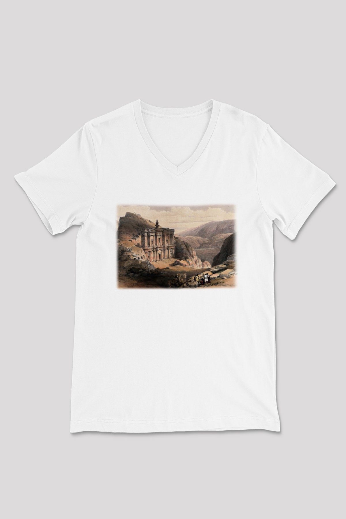 Petra Beyaz Unisex V Yaka Tişört T-Shirt