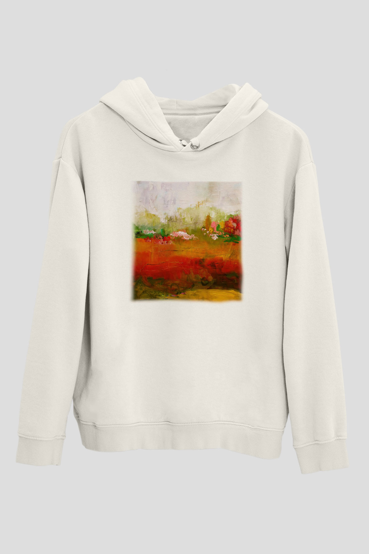 Peyzaj Beyaz Unisex Kapşonlu Sweatshirt