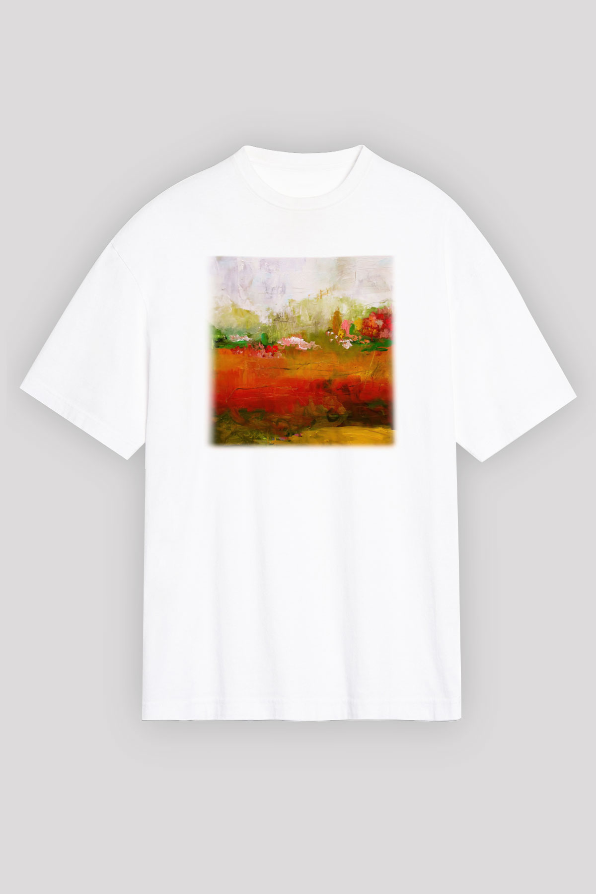 Peyzaj Beyaz Unisex Oversize Tişört T-Shirt