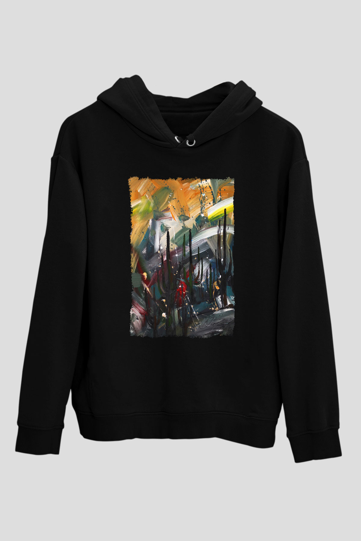 Peyzaj Siyah Unisex Hoodie