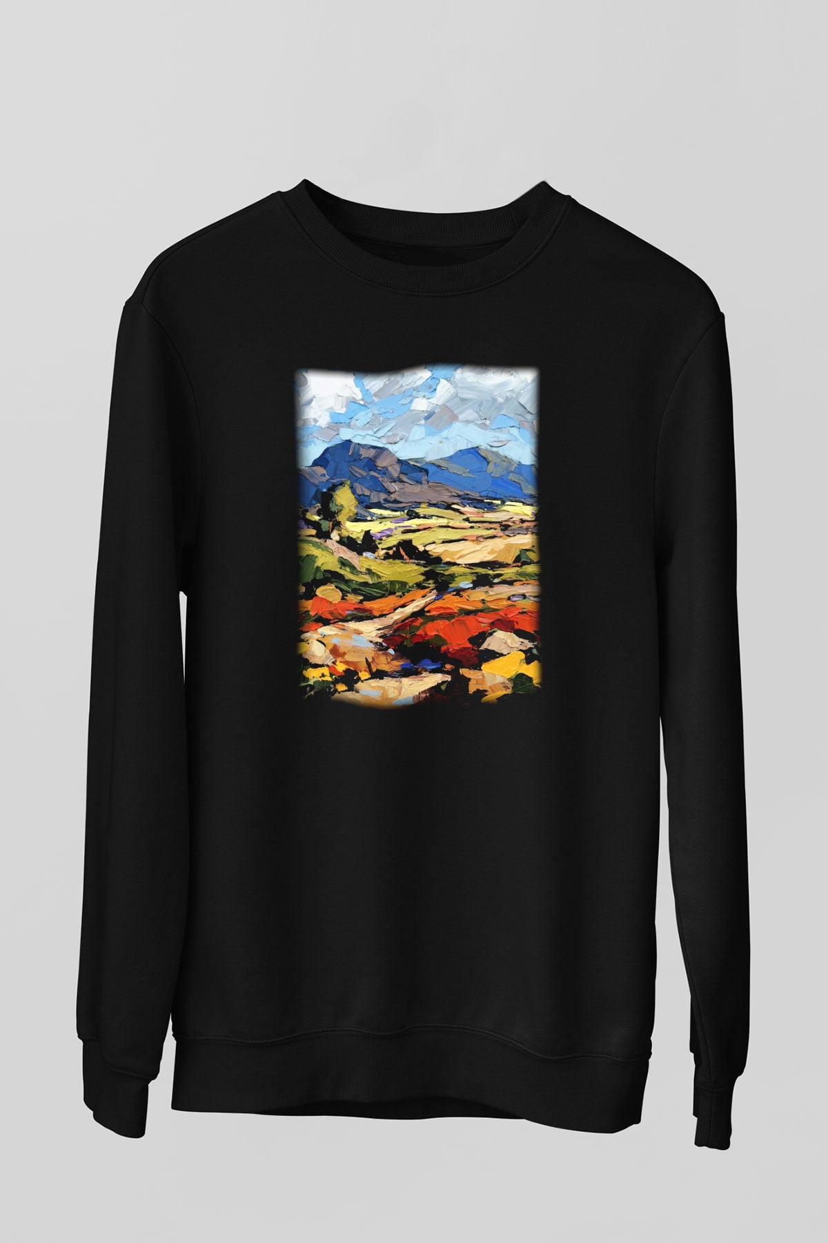 Peyzaj Siyah Unisex Sweatshirt