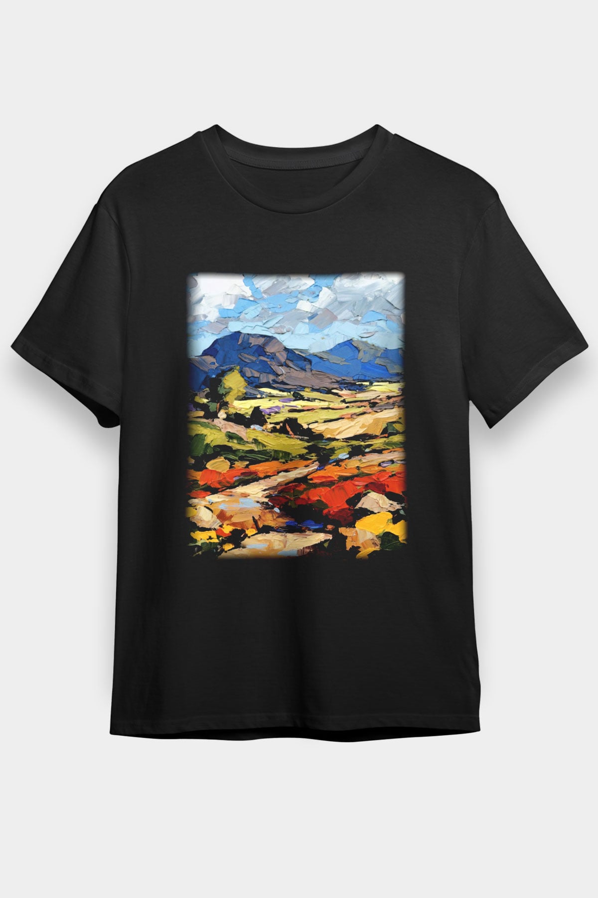 Peyzaj Siyah Unisex Tişört T-Shirt - TişörtFabrikası