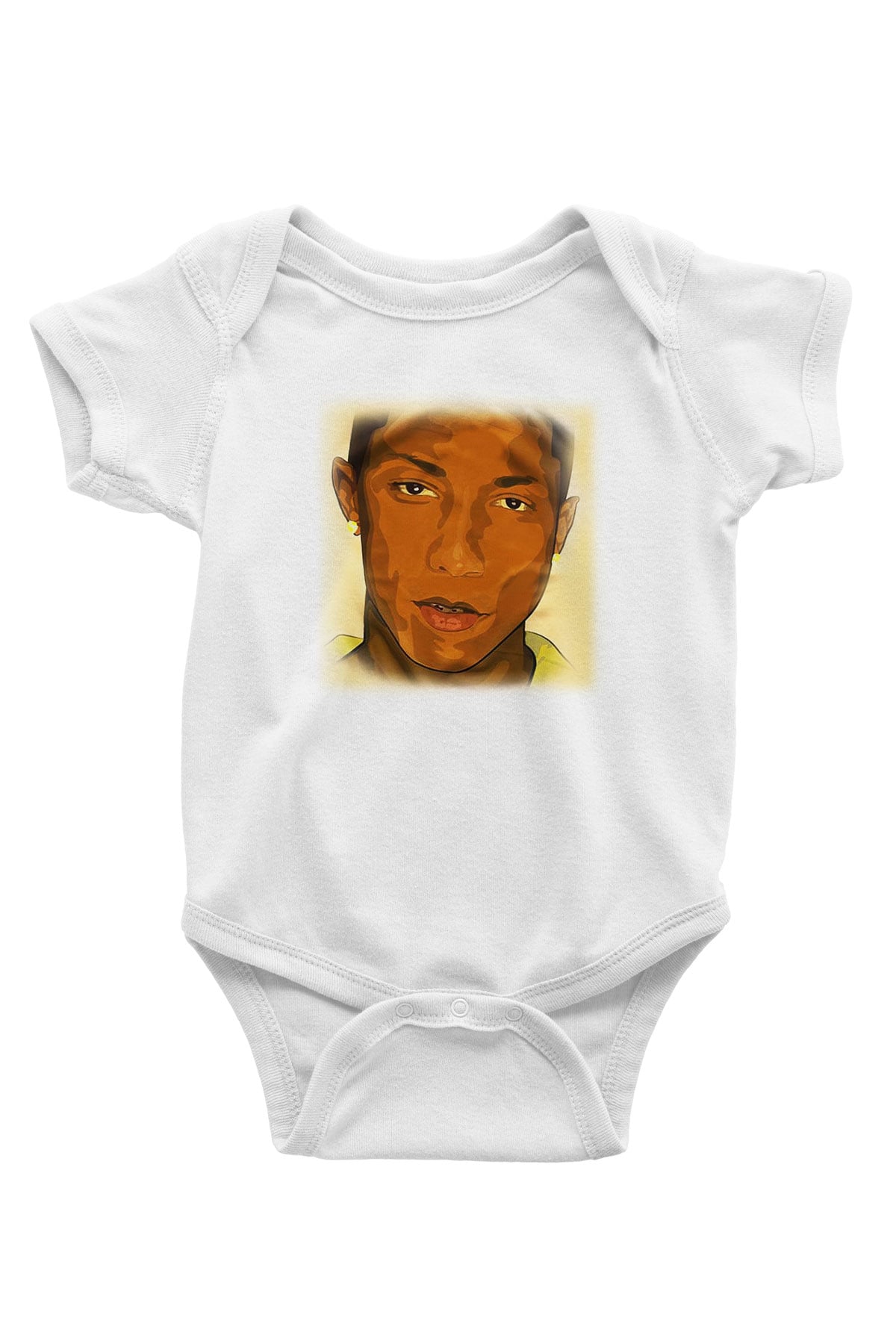 Pharrel Williams Baskılı Beyaz Unisex Bebek Body - Zıbın