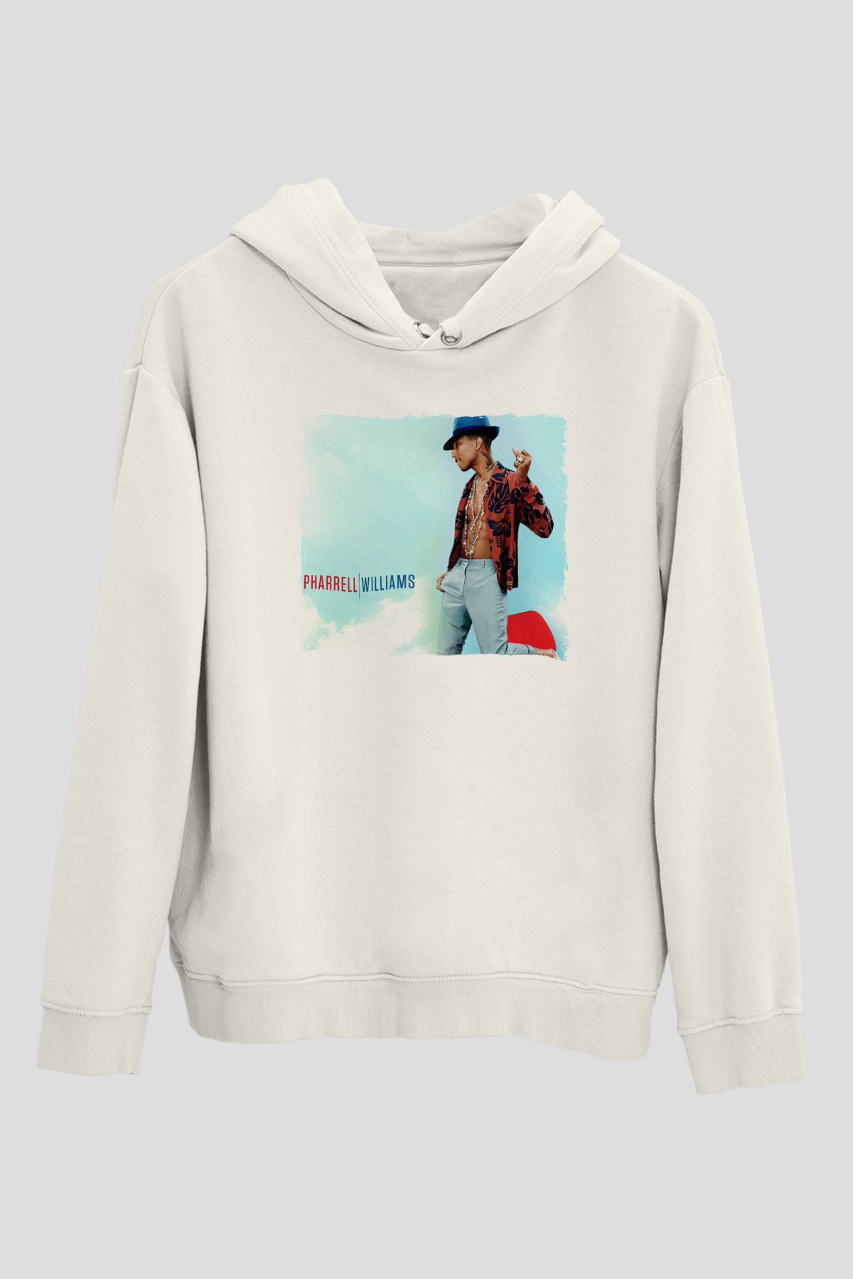Pharrel Williams Beyaz Unisex Kapüşonlu Sweatshirt