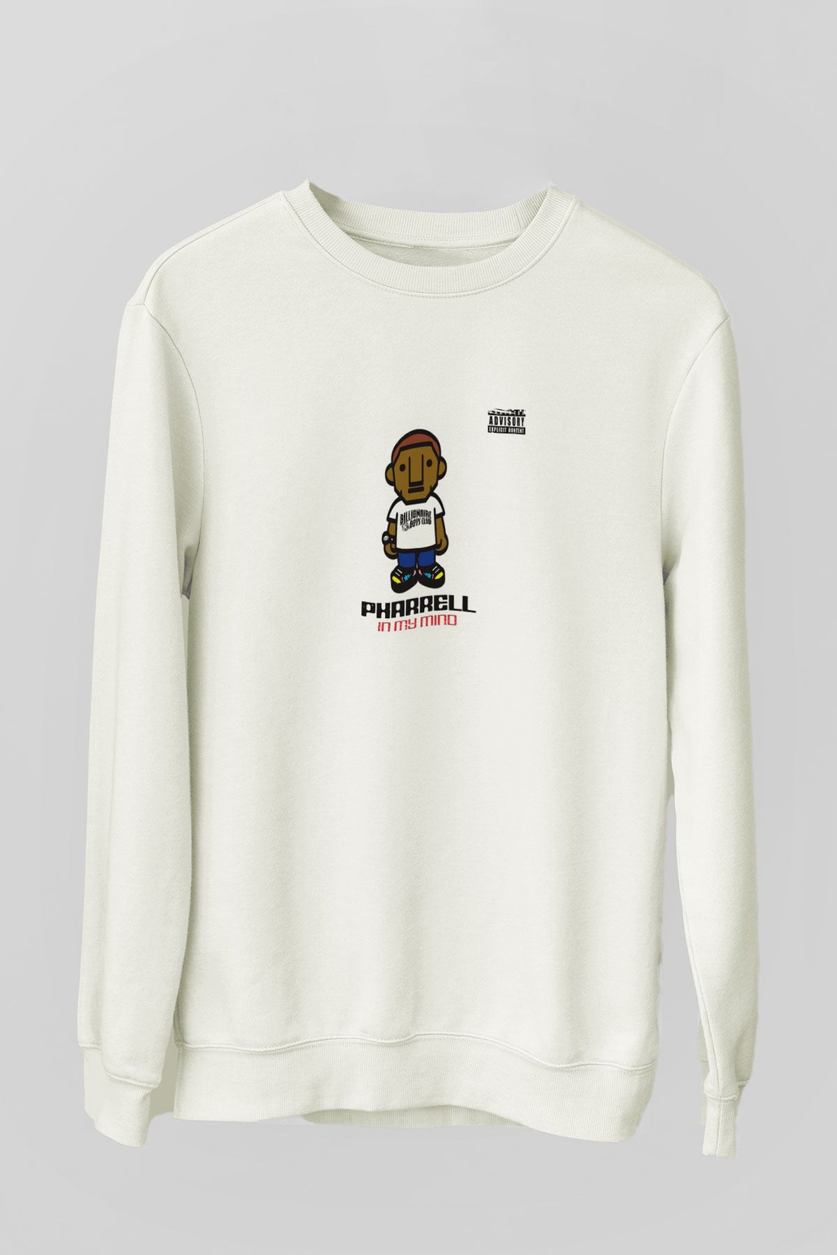 Pharrell Williams Baskılı Unisex Beyaz Sweatshirt
